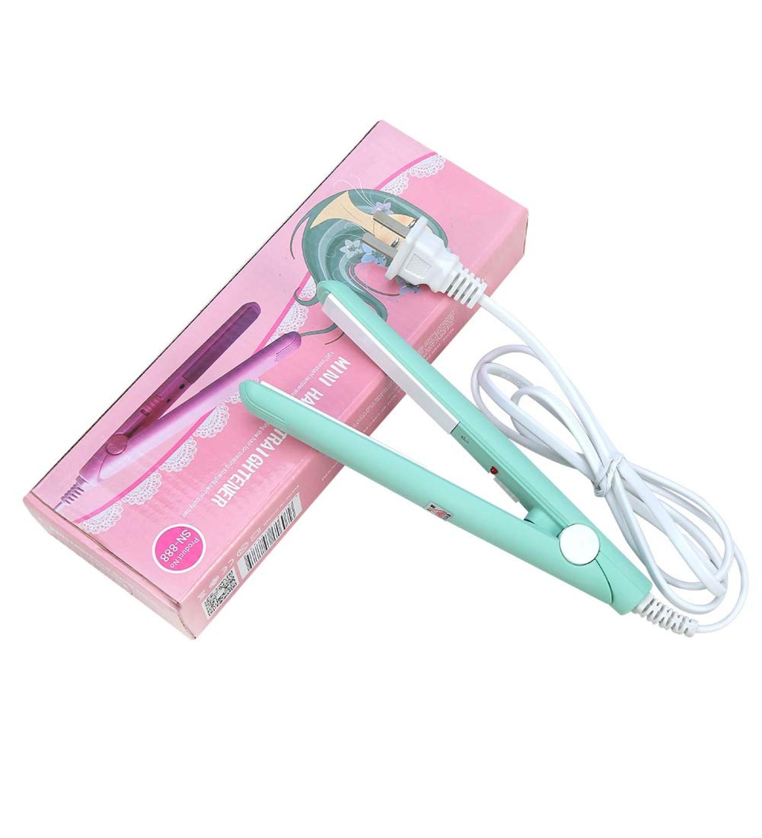 Mini Hair Straightener Travel Size Flat Iron for Quick & Easy Hair Styling | Portable Ceramic Tourmaline Hair Curler in Matcha Green - Buy Online on GoSupps.com