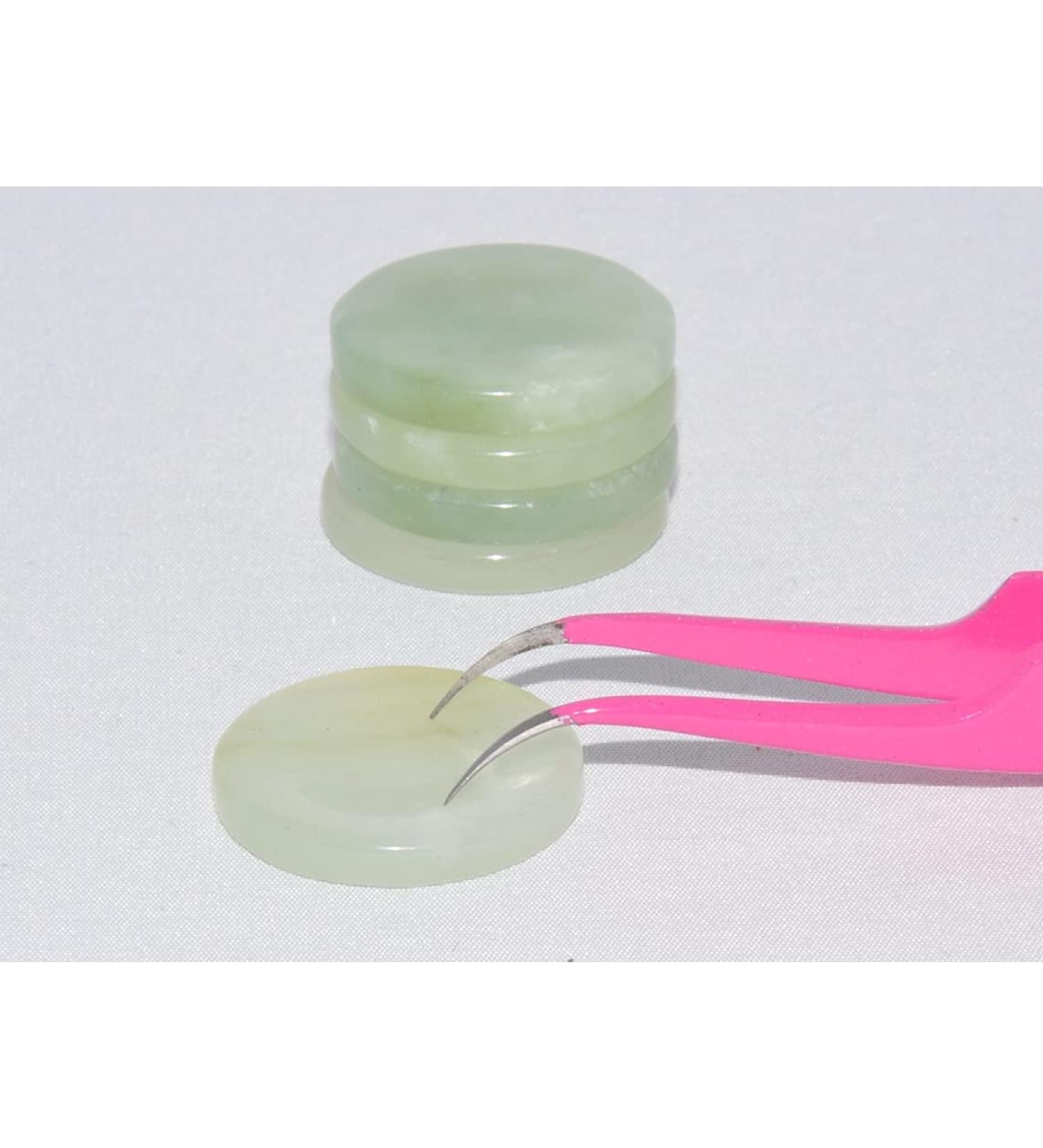 QTY: 5 Alluring Jade Stones Glue Stand Pallet for Eyelash Extensions (Quarter Size) size 1"
