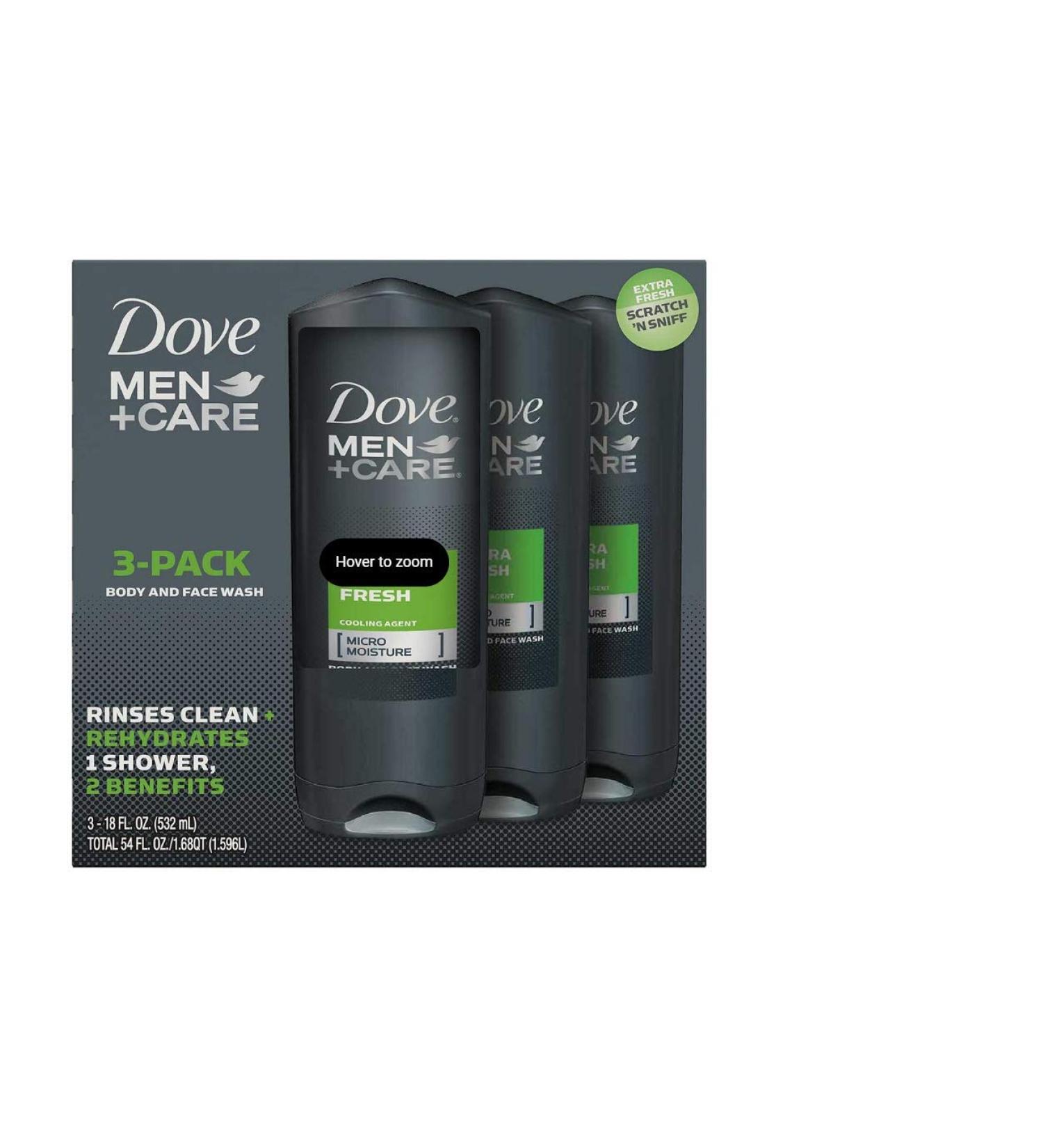 DOVE 1169195 Mens Body Wash Extra Fresh 18 oz. (Pack of 3) - Buy Online on GoSupps.com