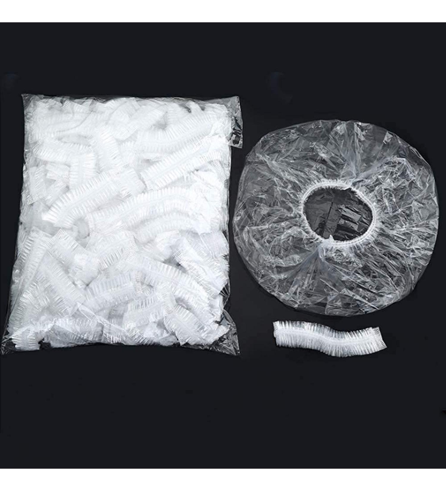 100pcs Disposable Hair Tie Shower Caps - Large Thick Plastic for Women | Ideal for Hotels & Home Use - Buy Online on GoSupps.com