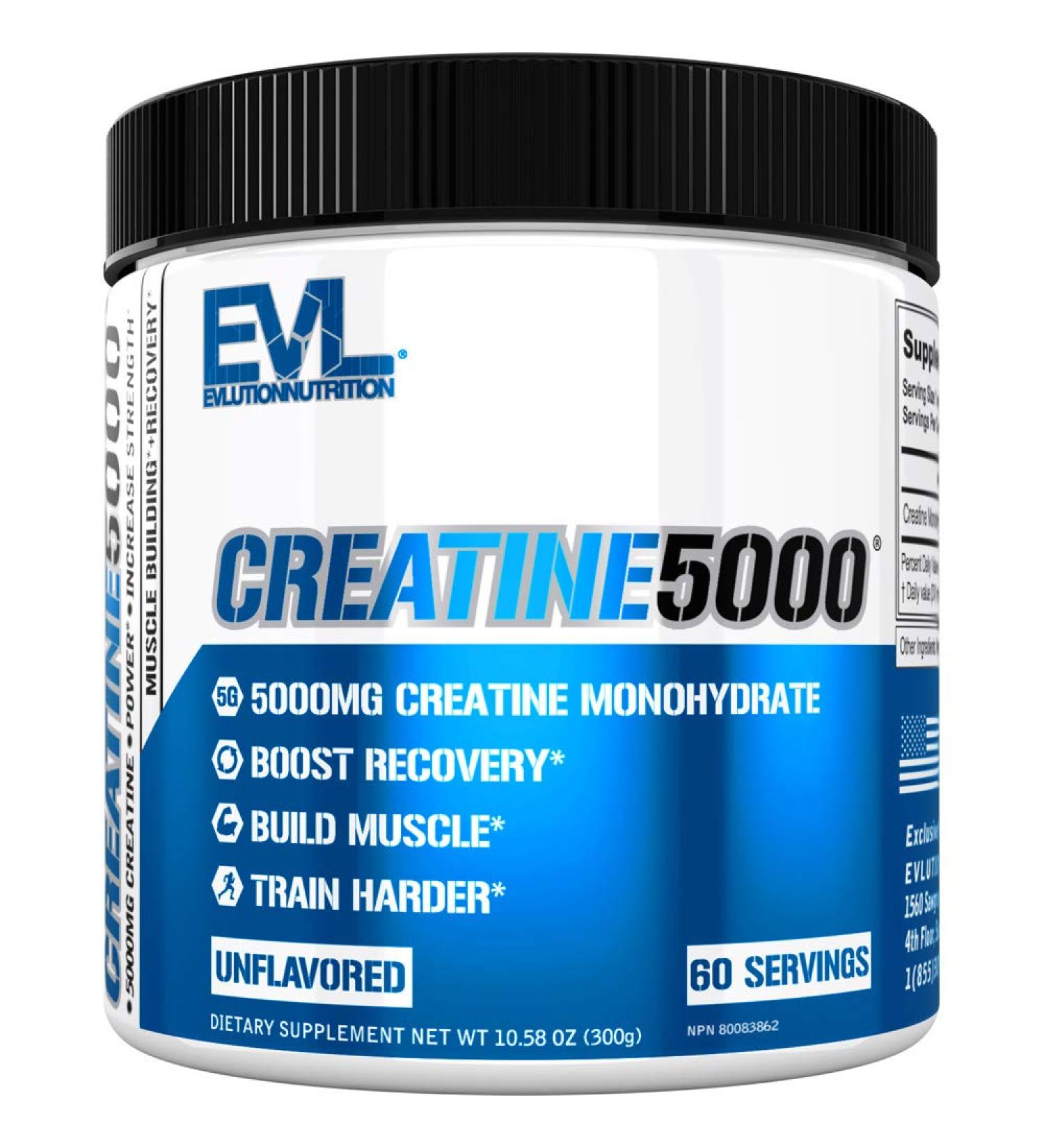 Evlution Nutrition Creatine5000 - Pure Creatine Monohydrate Powder (60 Servings) - Buy Online on GoSupps.com