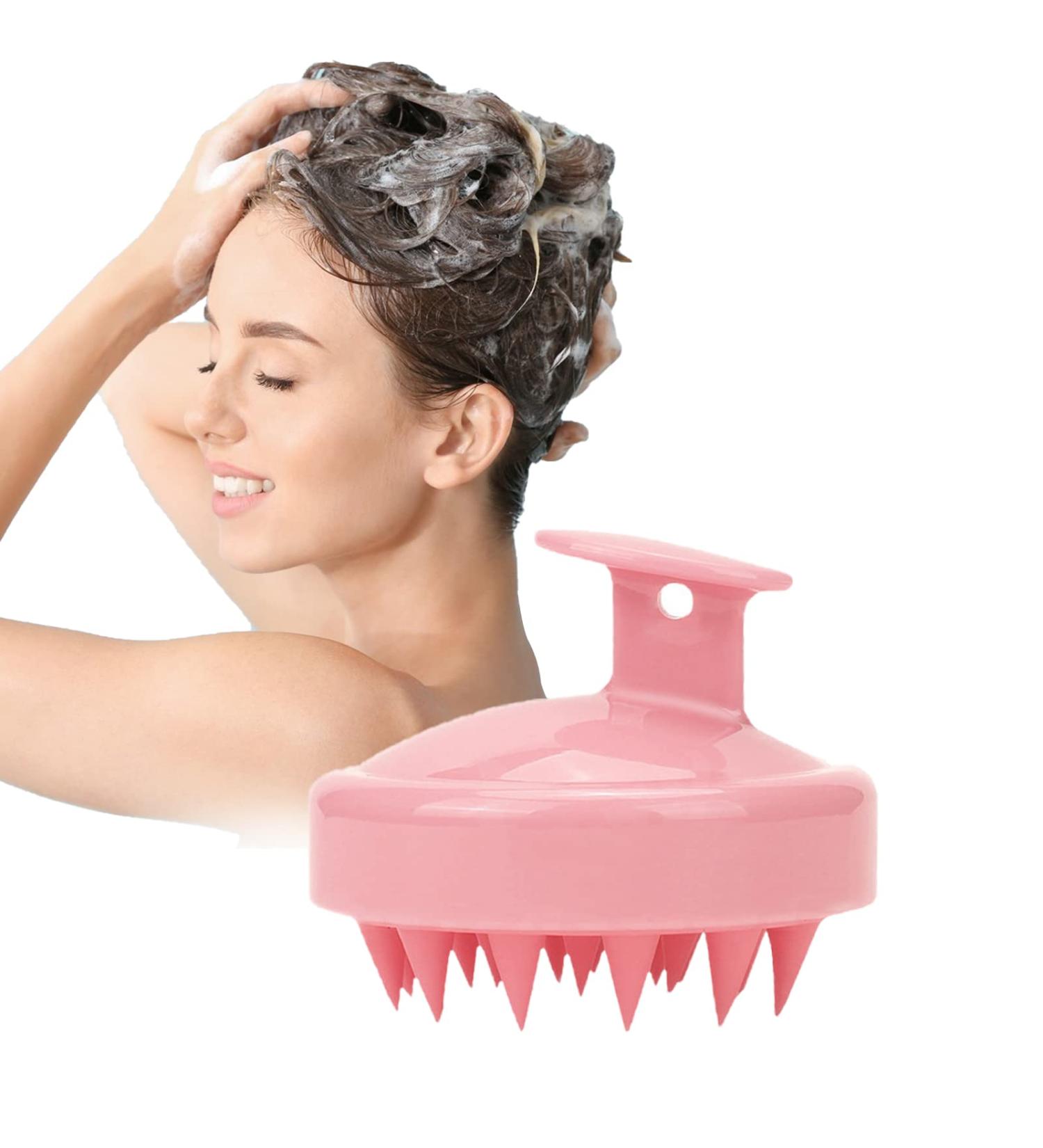PHAVESAS Scalp Massage Brush - Silicone Shampoo Hairbrush for Improved Blood Circulation & Relaxation | Pink - Buy Online on GoSupps.com