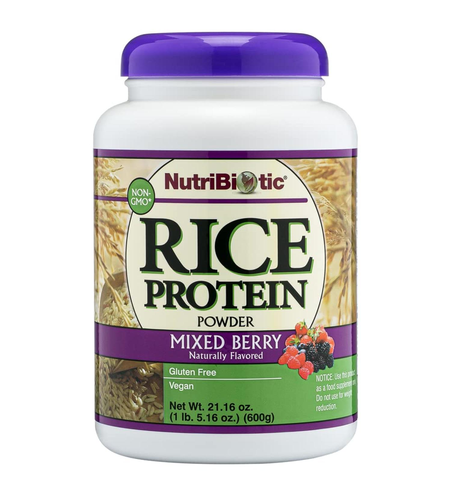 NutriBiotic Mixed Berry Rice Protein Powder 1 lb 5 oz | Low Carb Keto-Friendly Vegan | Non-GMO Gluten-Free | Easy to Digest & Nutrient-Rich - Buy Online on GoSupps.com