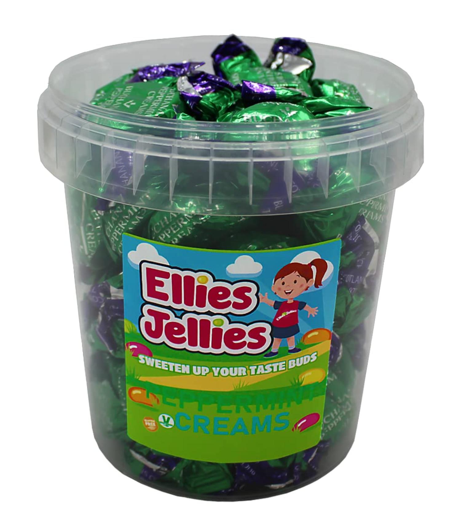 Ellies Jellies Peppermint Creams 514g Bucket Individually Wrapped Indulgent Flavour