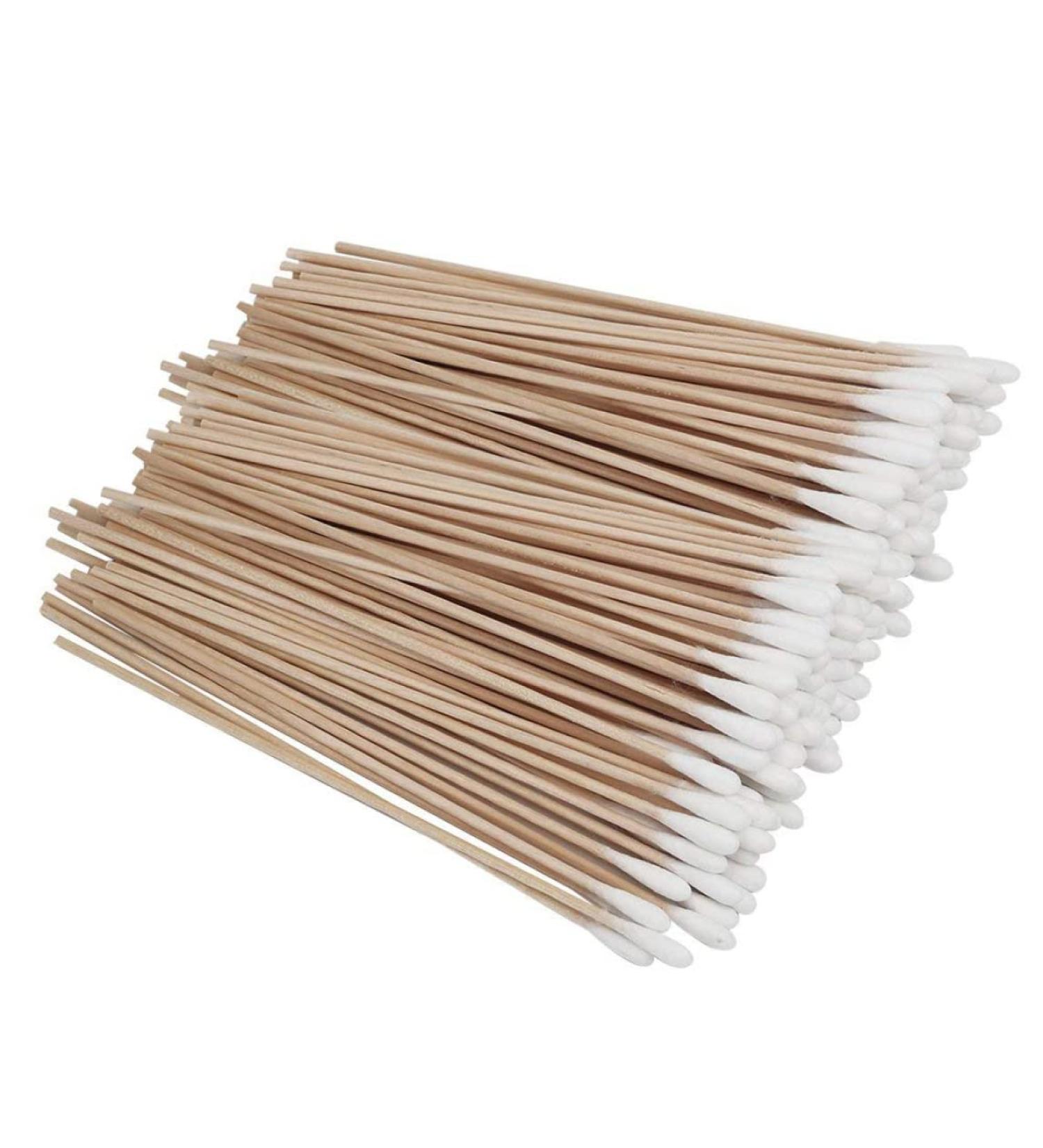 100 Pieces 6 Inch Wooden Sticks Cotton Swab Cleaning Cotton Sticks Wood Cotton Buds Makeup Cosmetic Applicator Sticks Cotton swab - Buy Online on GoSupps.com