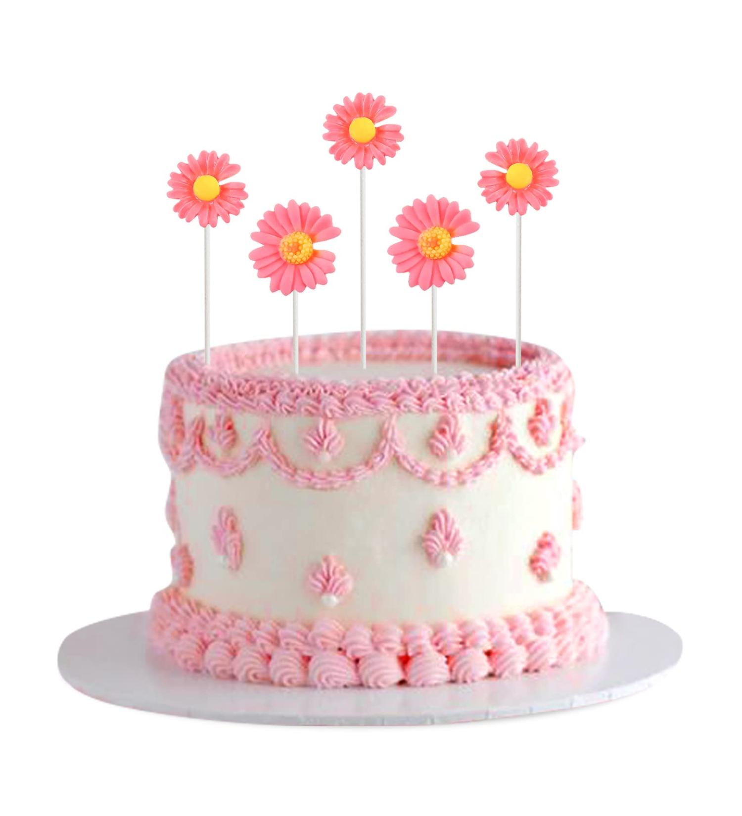 Keaziu 15PCS Daisy Cupcake Toppers Daisy Flower Cupcake Picks Flower Theme Spring Birthday Wedding Bridal Baby Shower Birthday Party Decoration Supplies Pink - Buy Online on GoSupps.com