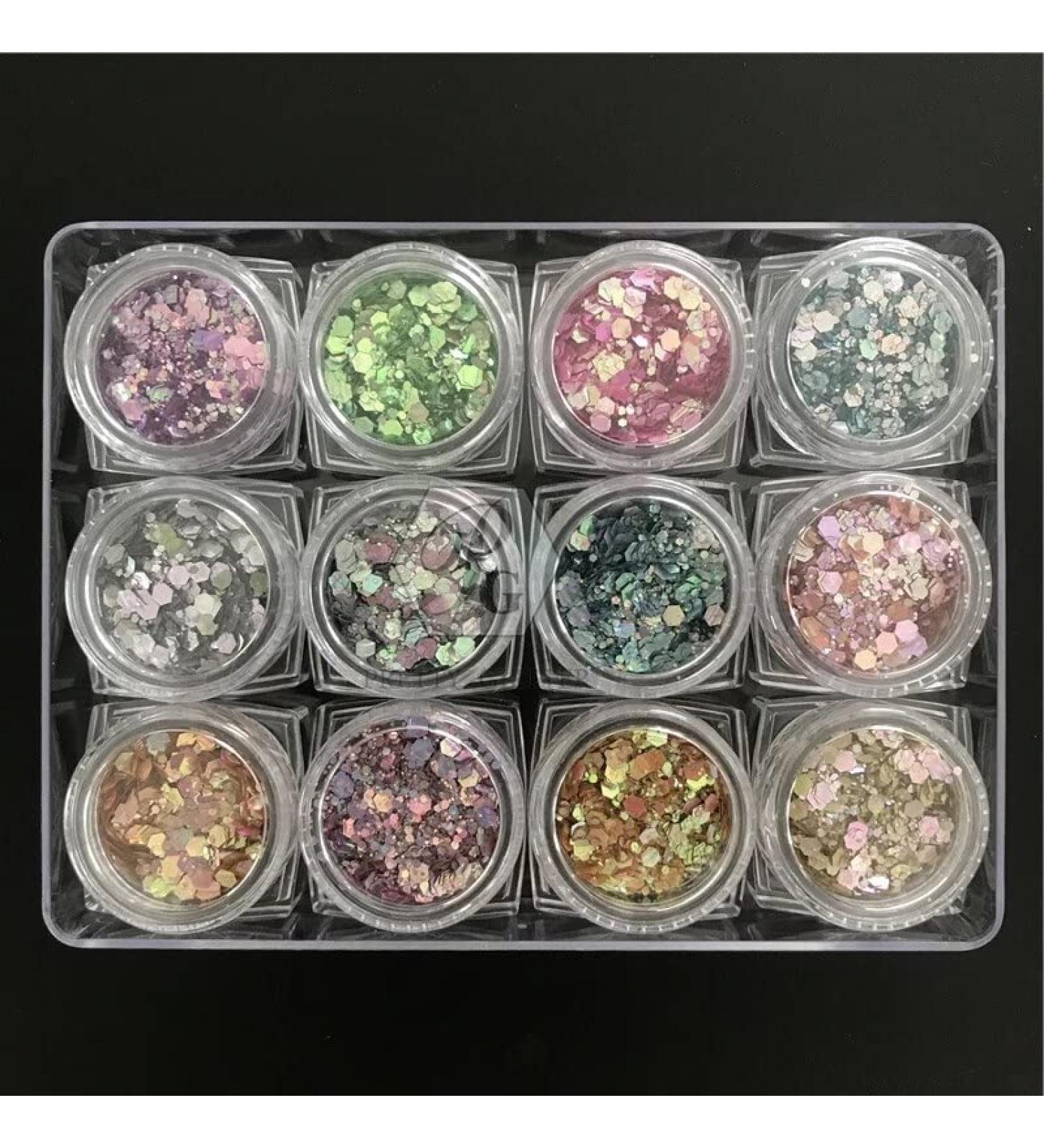 PrettyG 10g Cat Eye Chameleon Glitter Sequins - 12 Color Set for Festival Makeup & Nail Art - Buy Online on GoSupps.com