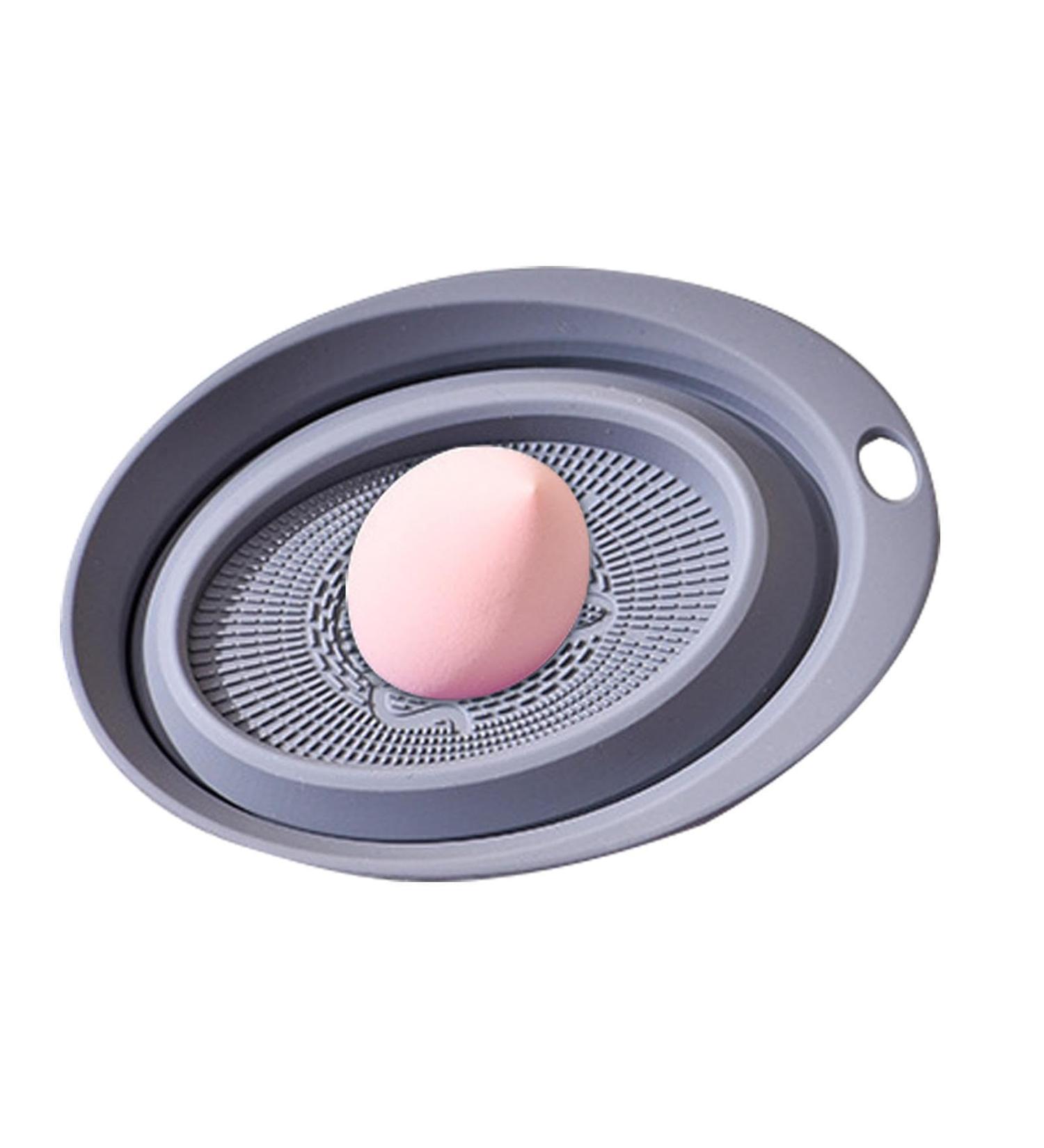 Kasmole Silicone Brush Cleaning Pad | Silicone Pad Scrubber - Portable Silicone Cleaning Bowl for Makeup Brushes and Eggs Cosmetic Make up Brush Cleaner for Girls Grey - Buy Online on GoSupps.com