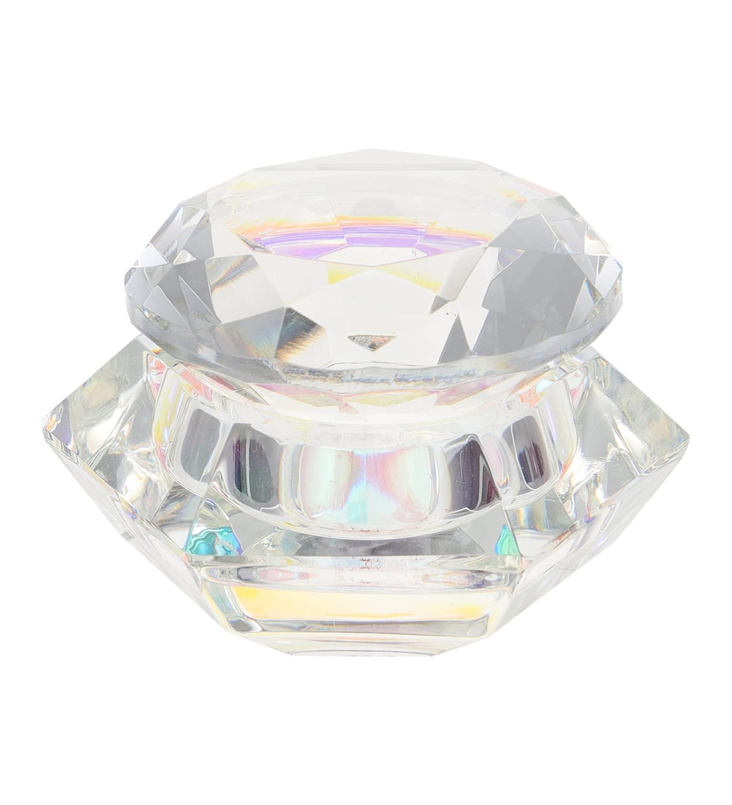 Minkissy Nail Art Dappen Dish Diamond Shape Nail Crystal Bowl with Lid for Nail Acrylic Liquid Powder (White) - Buy Online on GoSupps.com