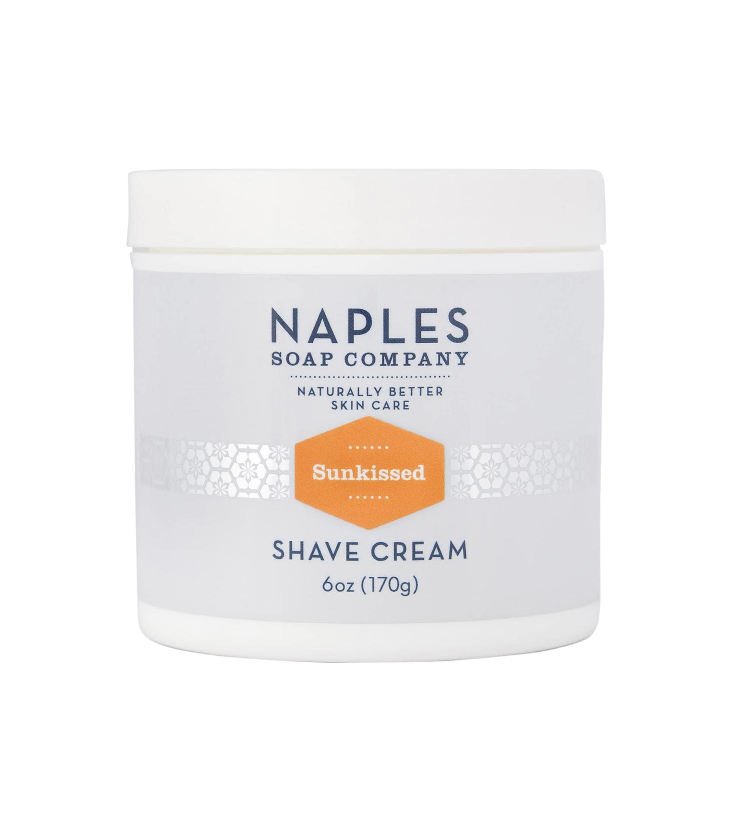 Naples Soap Company Hydrating Shave Cream - Vegan Non-Comedogenic Formula with Shea & Cocoa Butters for a Smooth Close Shave - Sunkissed 6oz - Buy Online on GoSupps.com