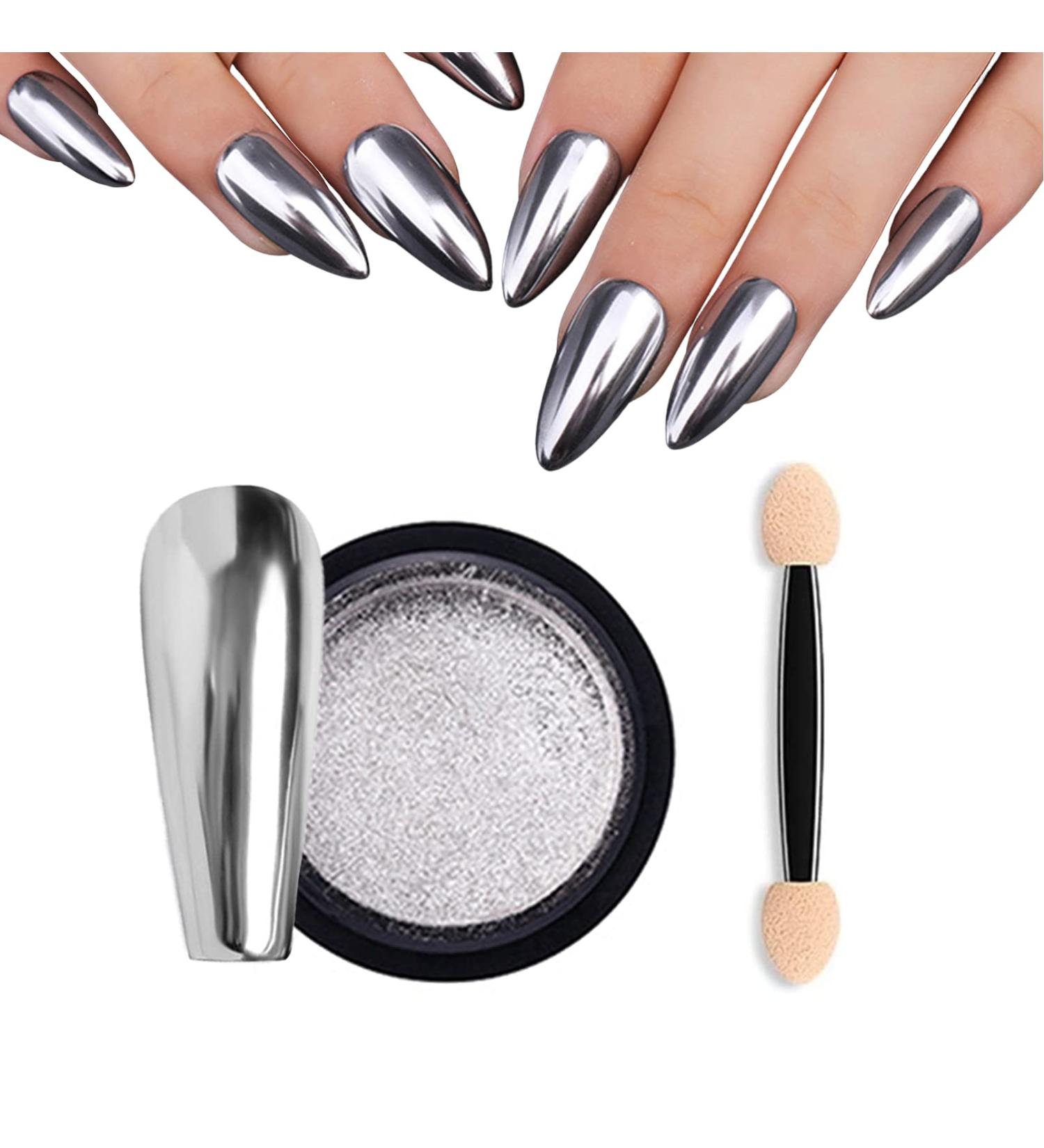 Chrome Nail Powder Aurora Mirror Effect for DIY Nail Art - 1pcs Mirror Silver - Buy Online on GoSupps.com