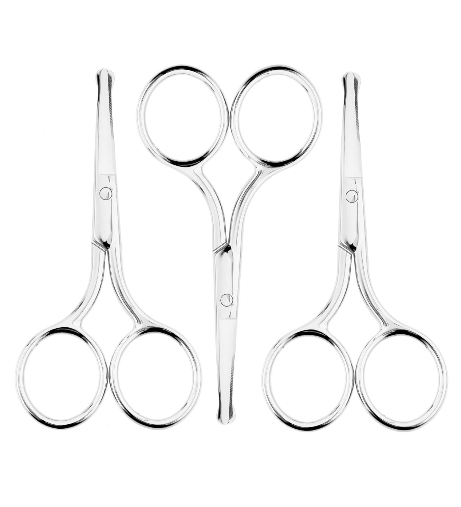 WLLHYF 3 Pcs Nose Hair Scissors Facia Eyebrow Mustache Ear Hair Grooming Trimming Scissors Stainless Steel Professional Small Beard Nail Cuticle Eyelashes Beauty Scissors for Men Women(Silver) - Buy Online on GoSupps.com
