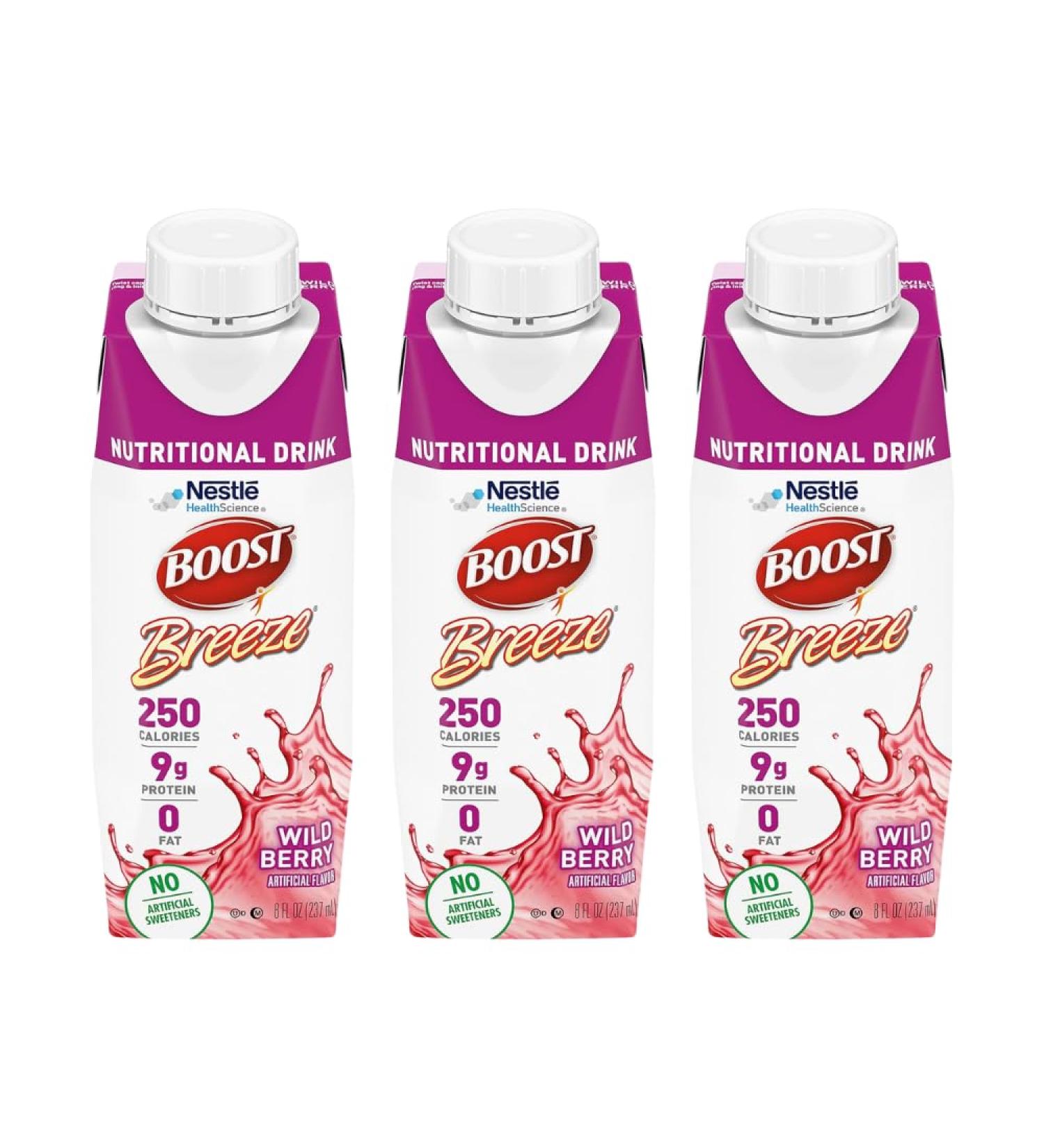 Boost Breeze Nutritional Drink Wildberry 8 Fl Oz (Pack of 3) - Buy Online on GoSupps.com
