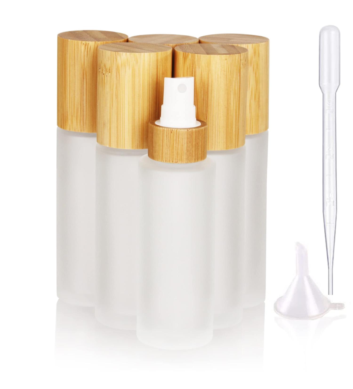 Cosidea 6-Pack 60ml Glass Spray Bottles with Bamboo Lid | Fine Mist Pumps for Perfume & Toner | Eco-Friendly Containers for Toiletries - Buy Online on GoSupps.com