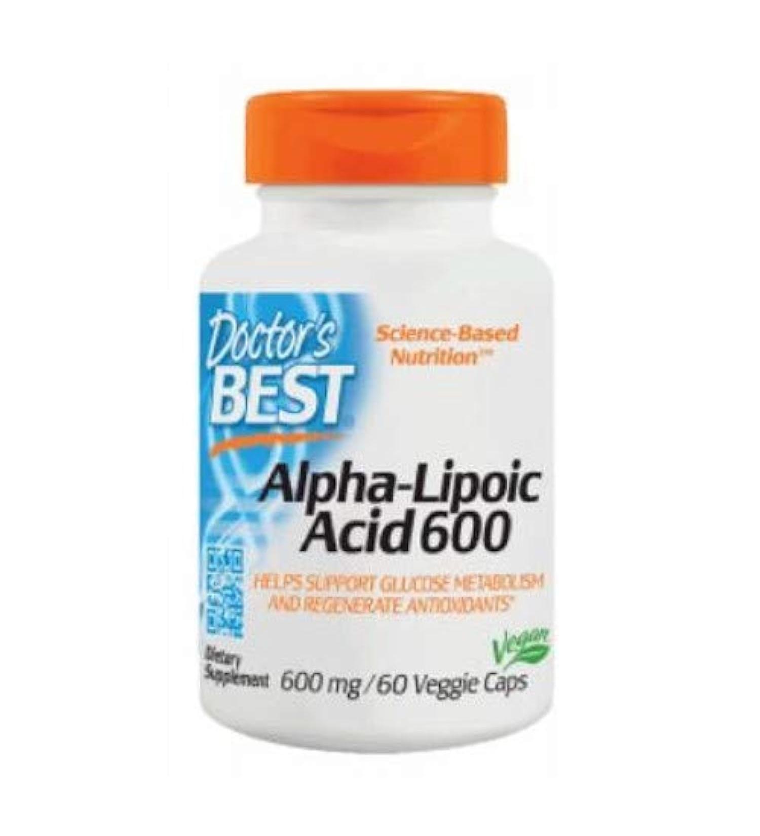 Doctors Best Alpha Lipoic Acid 600 mg - 60 Veggie Caps | Finest Antioxidant Supplement for Optimal Health | International Shipping Available - Buy Online on GoSupps.com