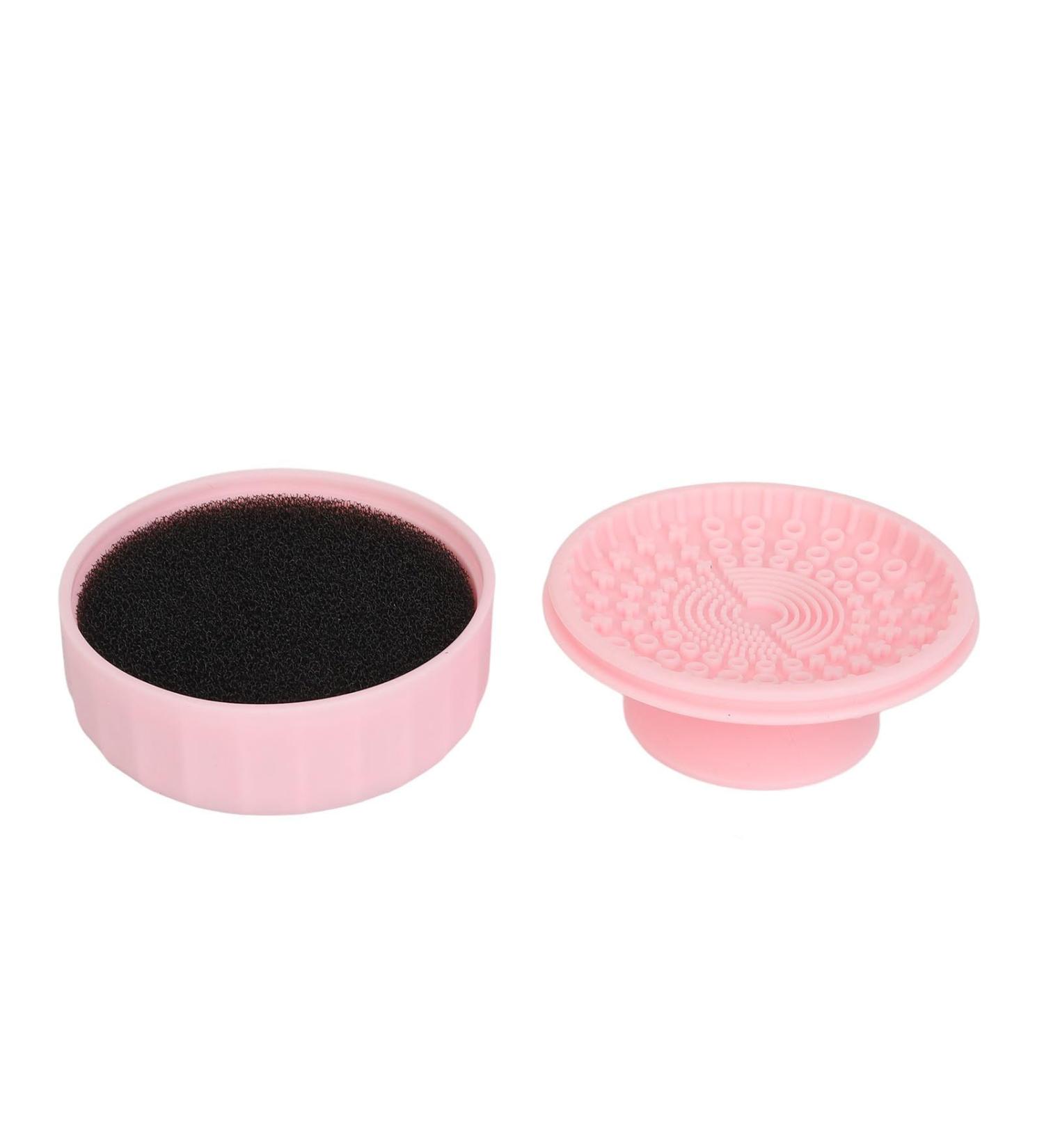 Makeup Brush Cleaning Box Portable Cosmetic Brush Cleaner Tool Color Removal Sponge Pink for Wet Dry Use - Buy Online on GoSupps.com