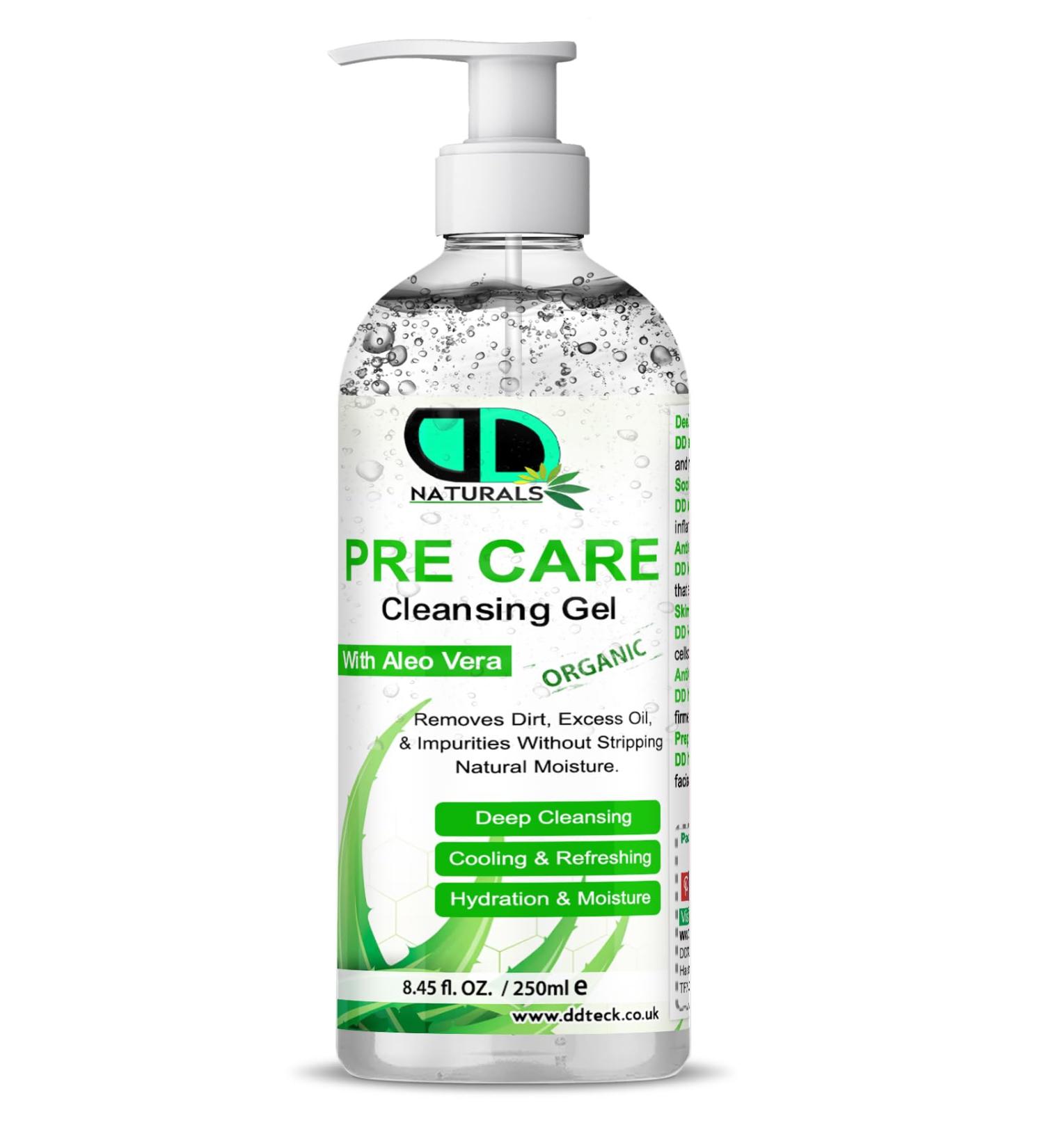 DD teck Pre-Care Cleansing Gel - Daily Cleanser for Dry & Sensitive Skin - Gentle Face Wash - Removes Excess Oil Soft Skin - Moisturizing Soothing Anti-Acne & Cleansing