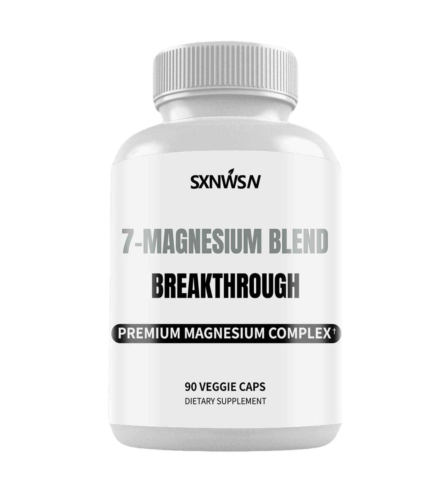 Magnesium Glycinate Supplement with Vitamin B6 & Manganese Citrate 7 Type Magnesium Complex - Support Restful Sleep Muscle Relaxation Heart Health and Metabolism* | 90 Capsules - Buy Online on GoSupps.com