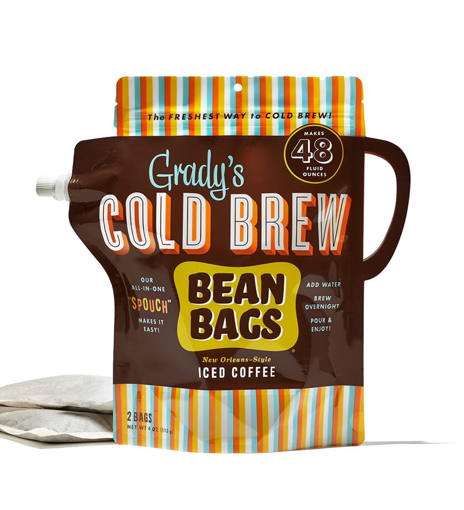 Grady's Cold Brew Coffee Spouch with 2 Bean Bags + Pour Bag - 4 Servings 4oz (Pack of 1) - Buy Online on GoSupps.com