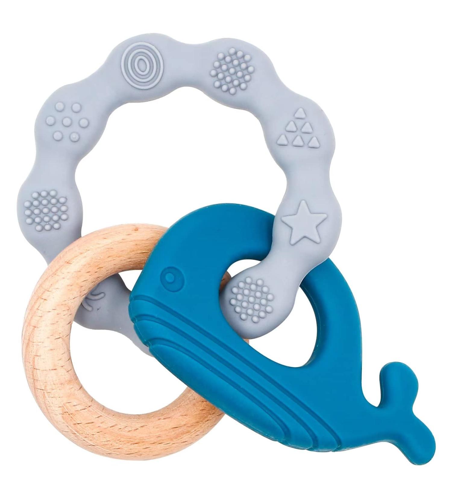 Buy Blue Whale Silicone Bite Ring Toy | BPA-Free Baby Teething Aid | Soft & Safe for Infants | International Shipping Available - Buy Online on GoSupps.com