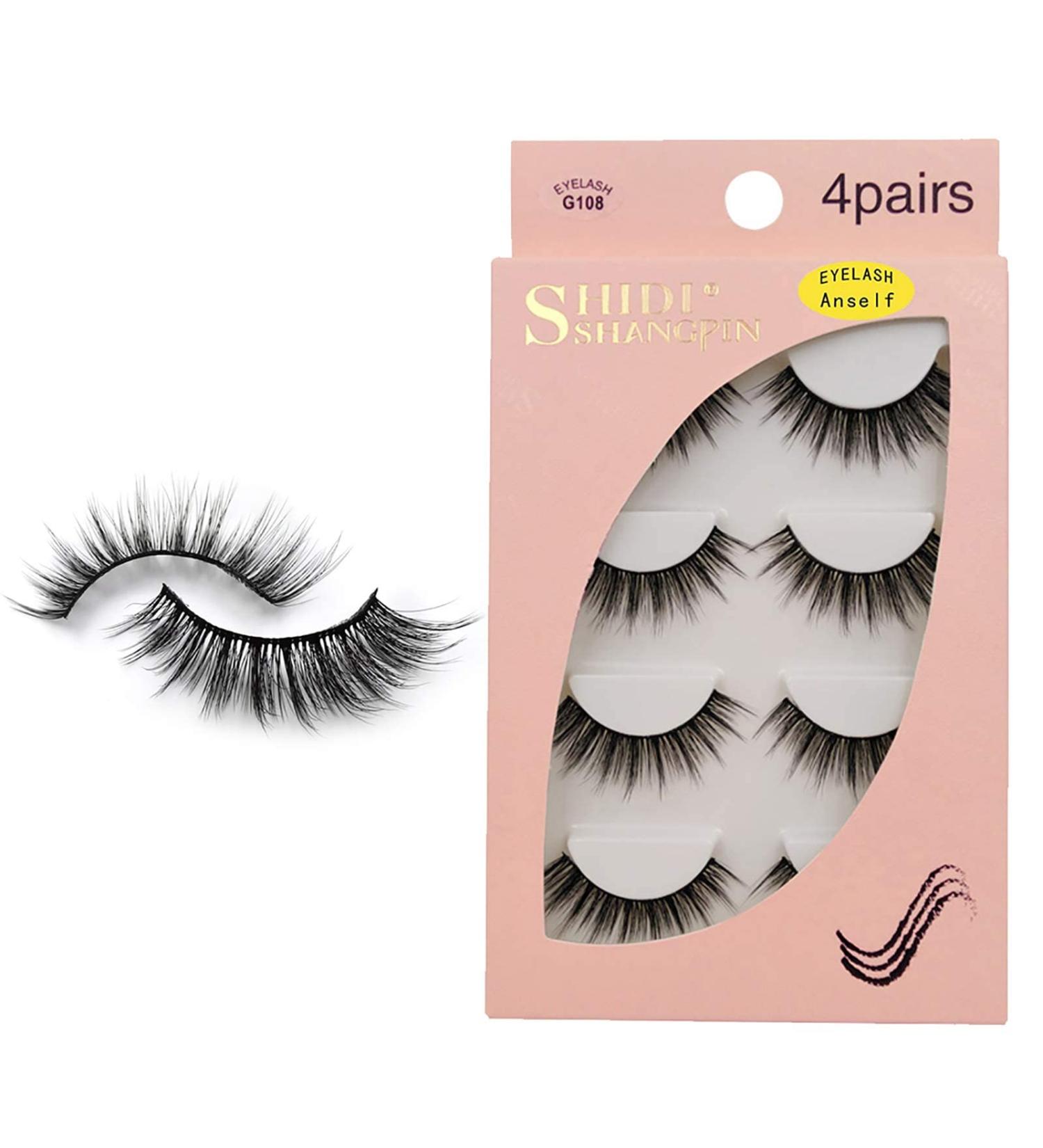 Natural 3D False Eyelashes - 4 Pairs of Reusable Black Imitation Water Mane Eyelashes | International Shipping Available - Buy Online on GoSupps.com