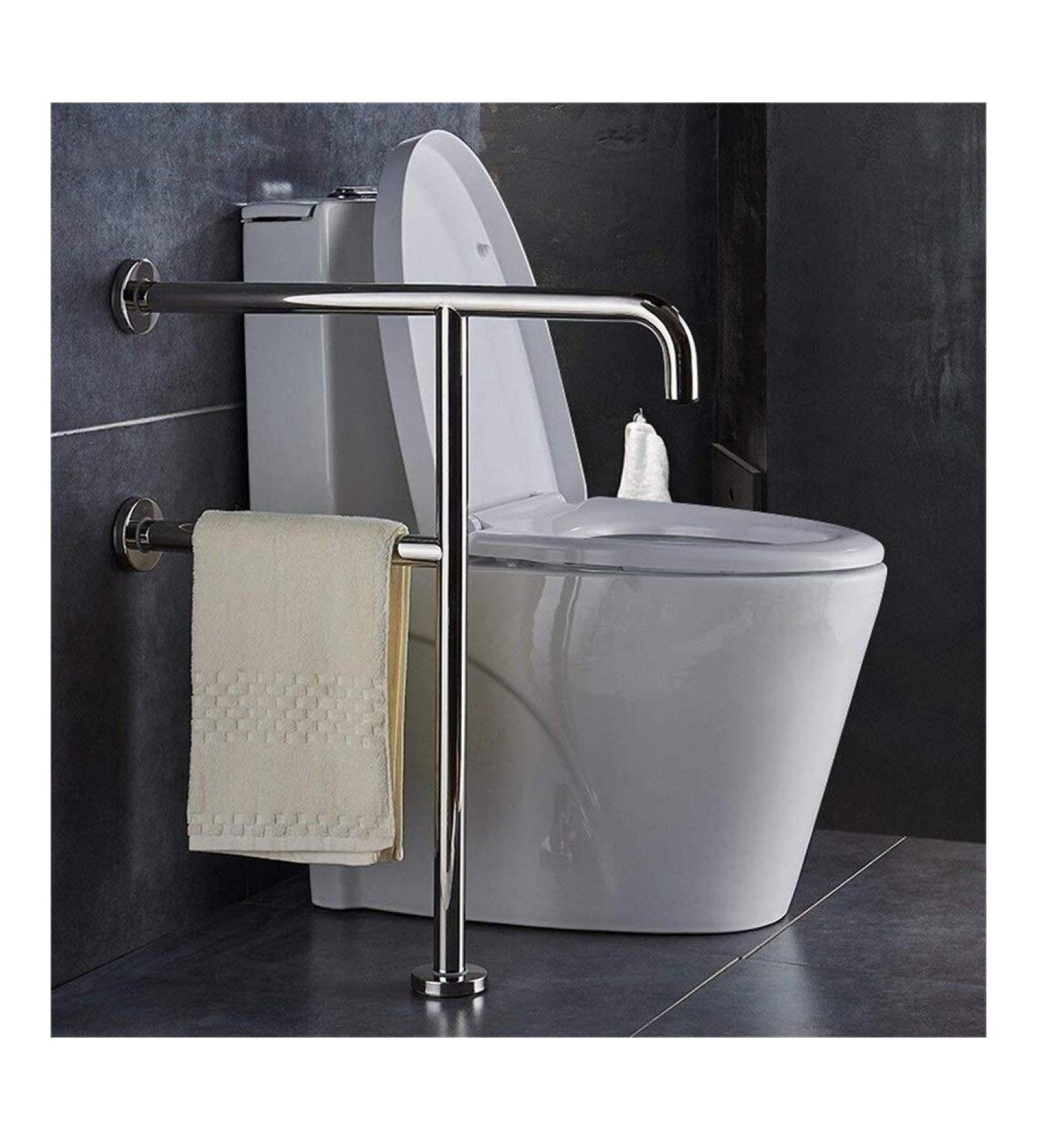 Bathroom Grab Bar Safety Support Rail U-shaped Grab Bars for Toilet and Showers Wall To Floor Grab Bar for Bathroom Polished Chrom - Buy Online on GoSupps.com