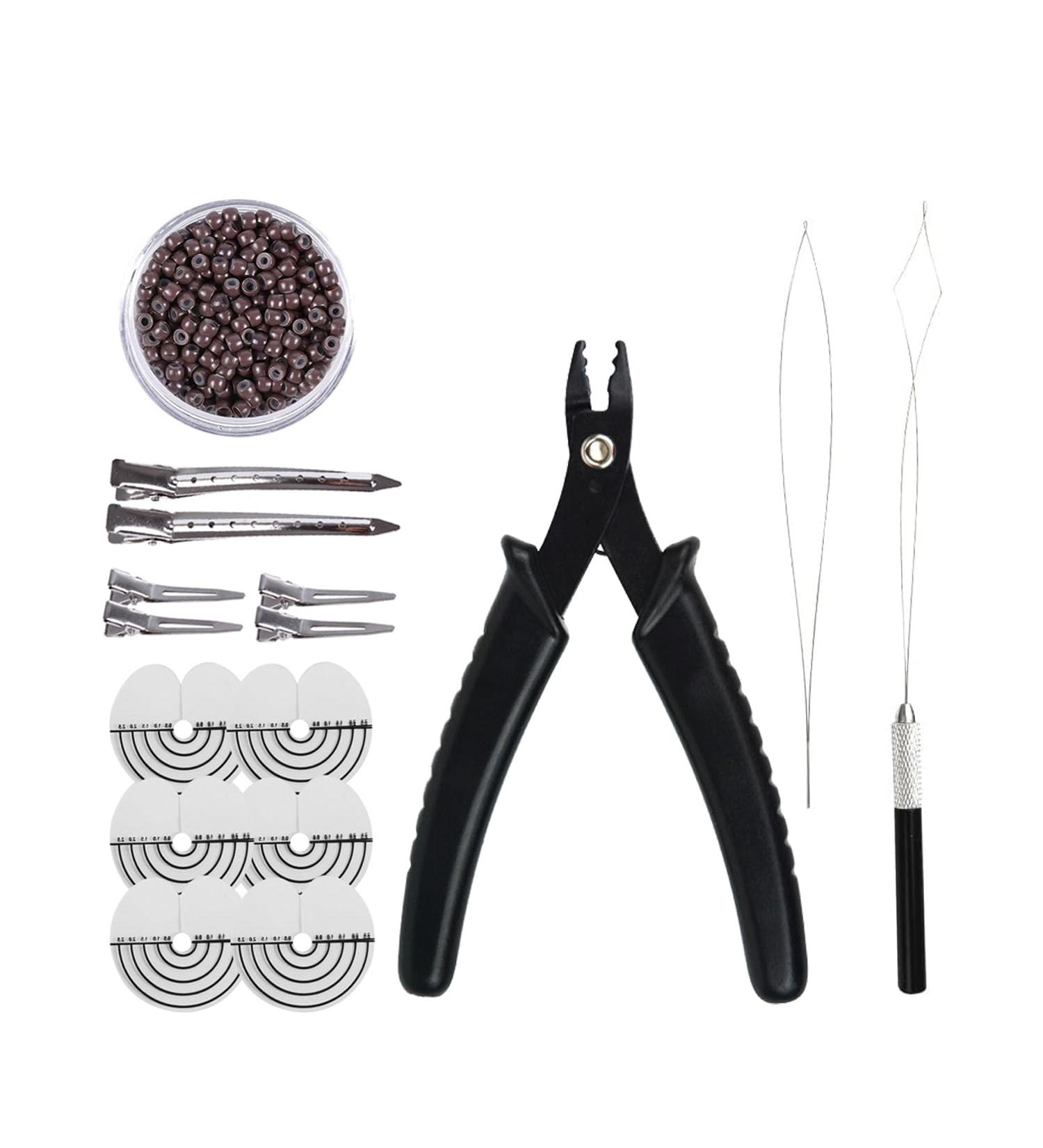 Premium Hair Extension Set - Microring Pliers Nano-Rings 500 Brown Pieces for Effortless Hair Styling - Buy Online on GoSupps.com