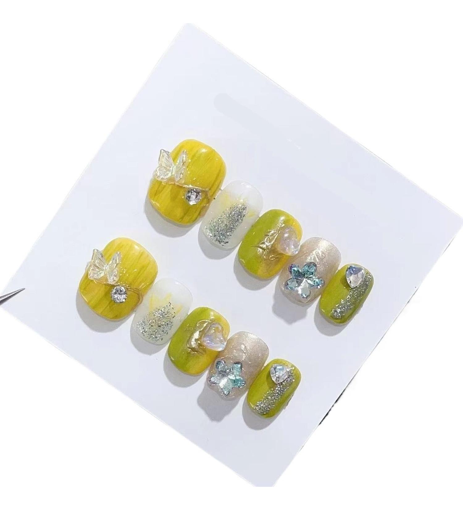 Handmade Long and Short Nail Patches for Artificial Nail Enhancement(Color:19583 Size:M) - Buy Online on GoSupps.com