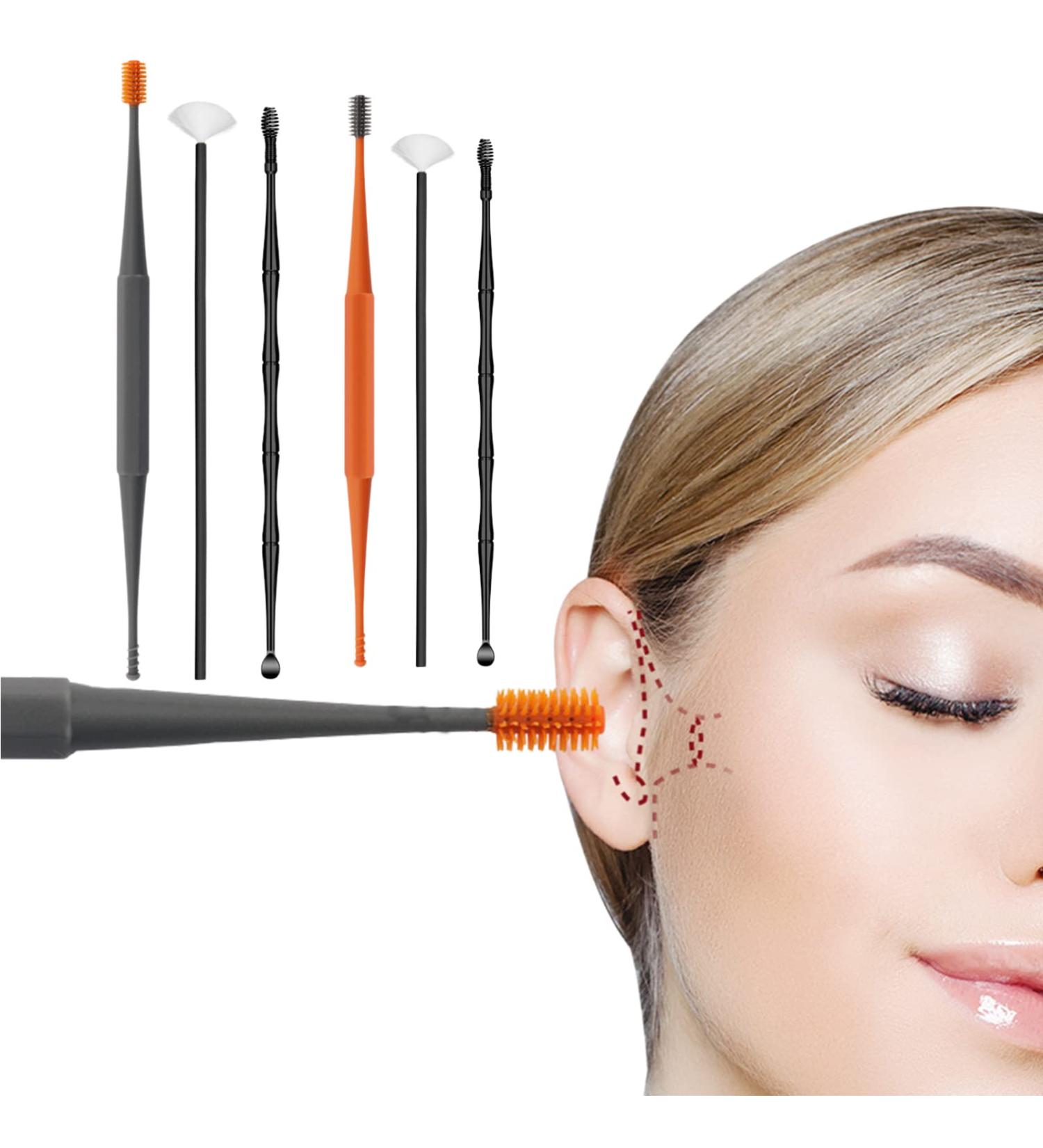 6 Pcs Reusable Double-Headed Earwax Removal Tool Set - Safe & Soft Silicone Ear Cleaning Kit for Easy Ear Wax Removal - Orange & Grey - Buy Online on GoSupps.com