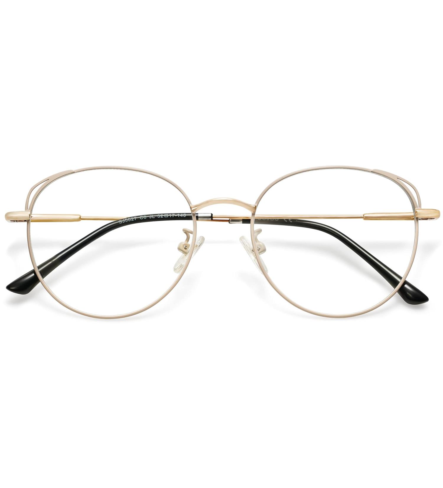 Sojos Cat Eye Beige Metal Frame Women's Blue Light Blocking Glasses - Anti-Blue Light Lens - Buy Online on GoSupps.com