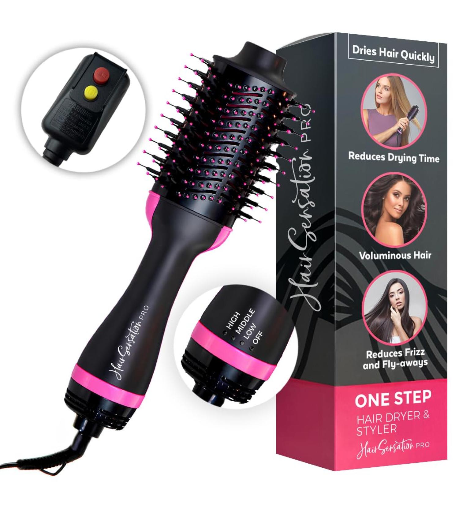 Buy 4 in 1 Blow Dryer Brush - ION Generator & Ceramic Coating for Fast Drying - Pink | International Shipping Available - Buy Online on GoSupps.com