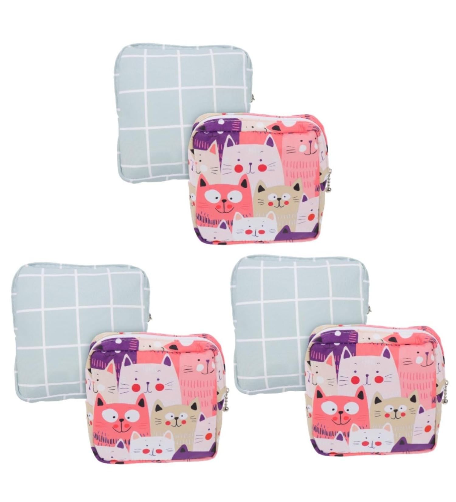 GLEAVI 6pcs Sanitary Napkin Storage Bags Period Hygiene Products For Women Menstrual Pad Pouch Period Bag Outdoor Travel School Supplies Washable Pure Cotton