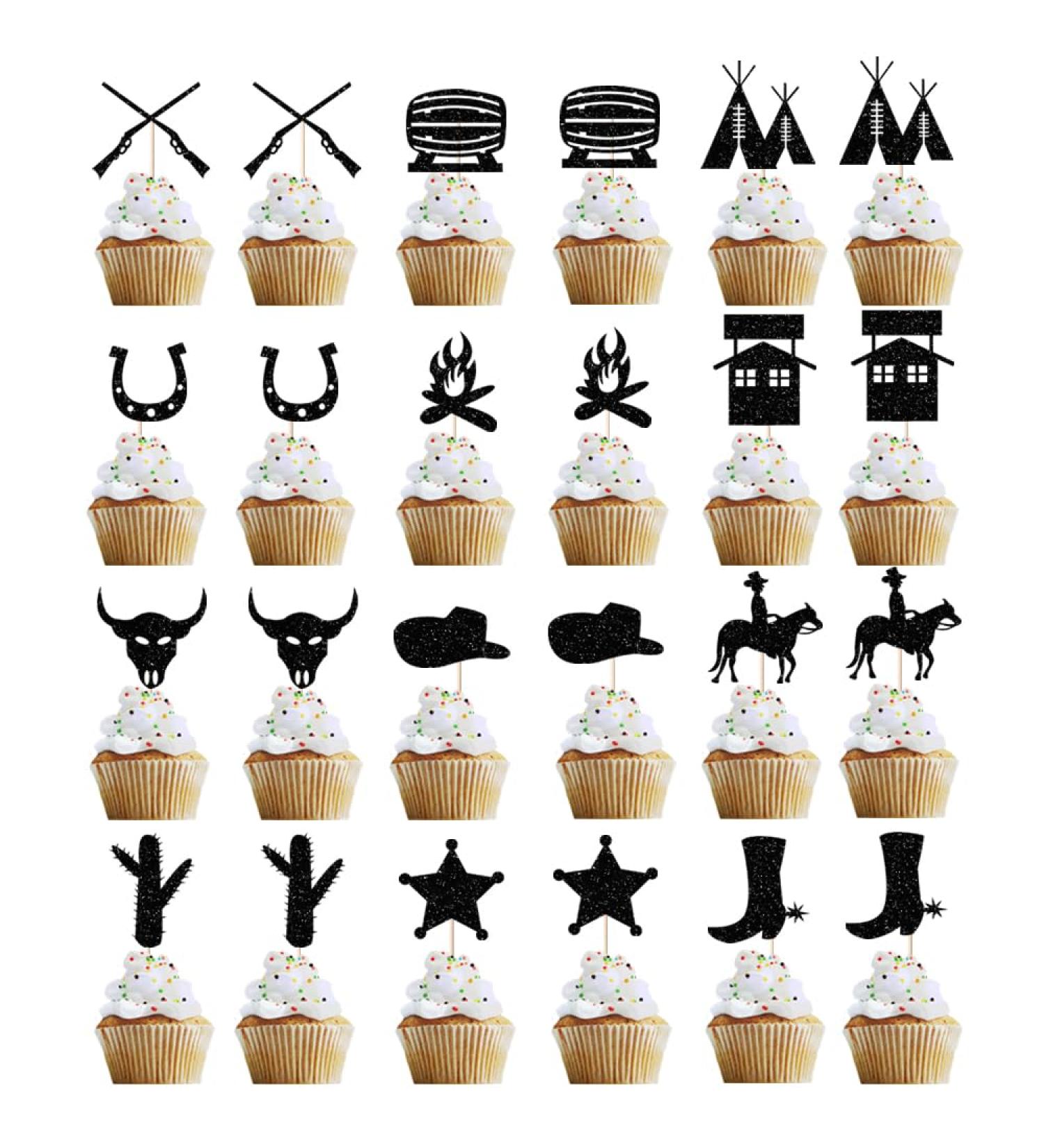 Sodasos 20 Pieces Black Glitter Cat Cupcake Toppers diverse patterns in Cat silhouette shape Theme Birthday Party Cake Decoration Baby Shower Kid 's Birthday Cake Decors (838) - Buy Online on GoSupps.com