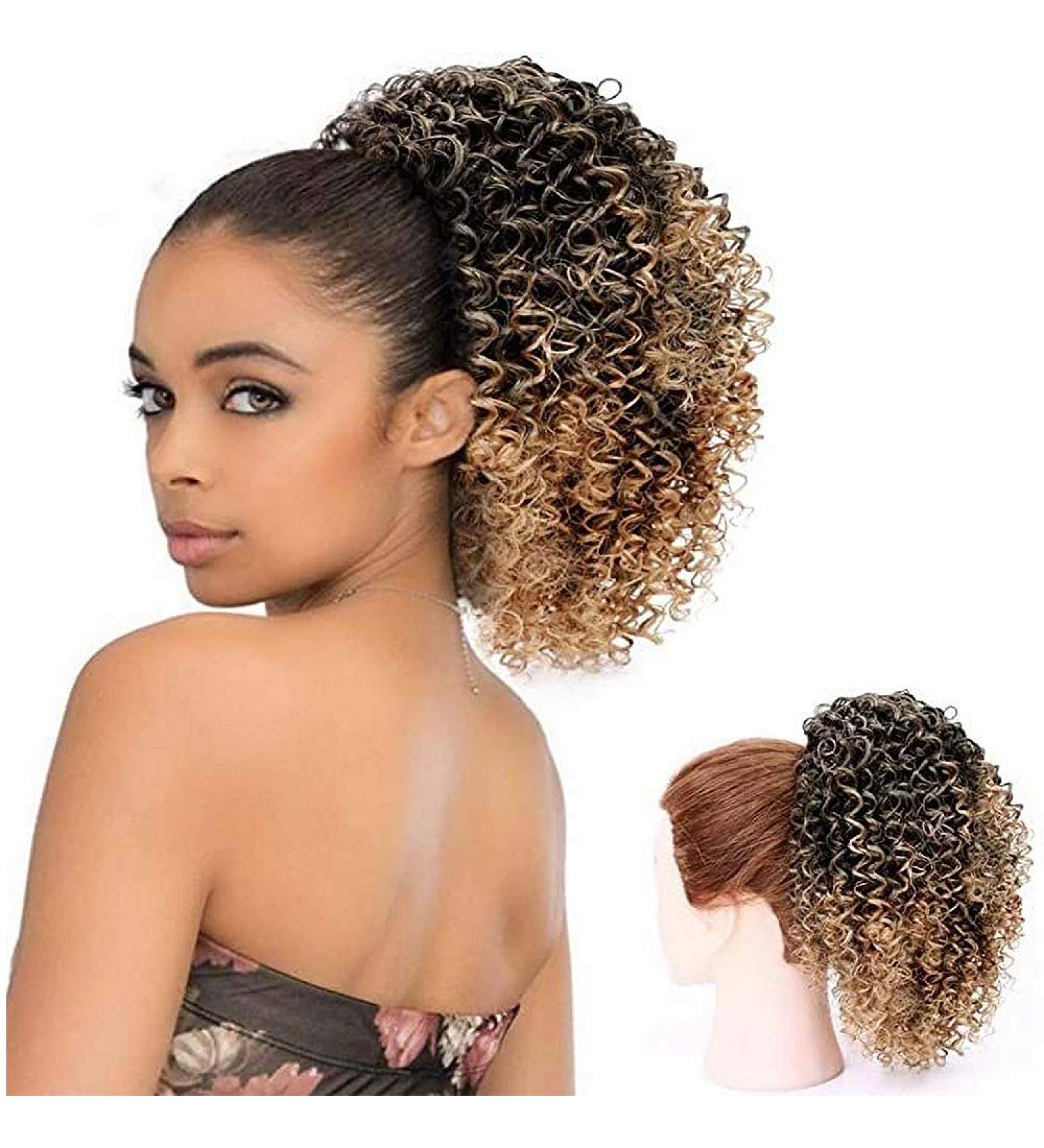 Afro Short Curly Drawstring Ponytail - Kinky Curly Synthetic Hair Extensions for Women - Buy Online on GoSupps.com