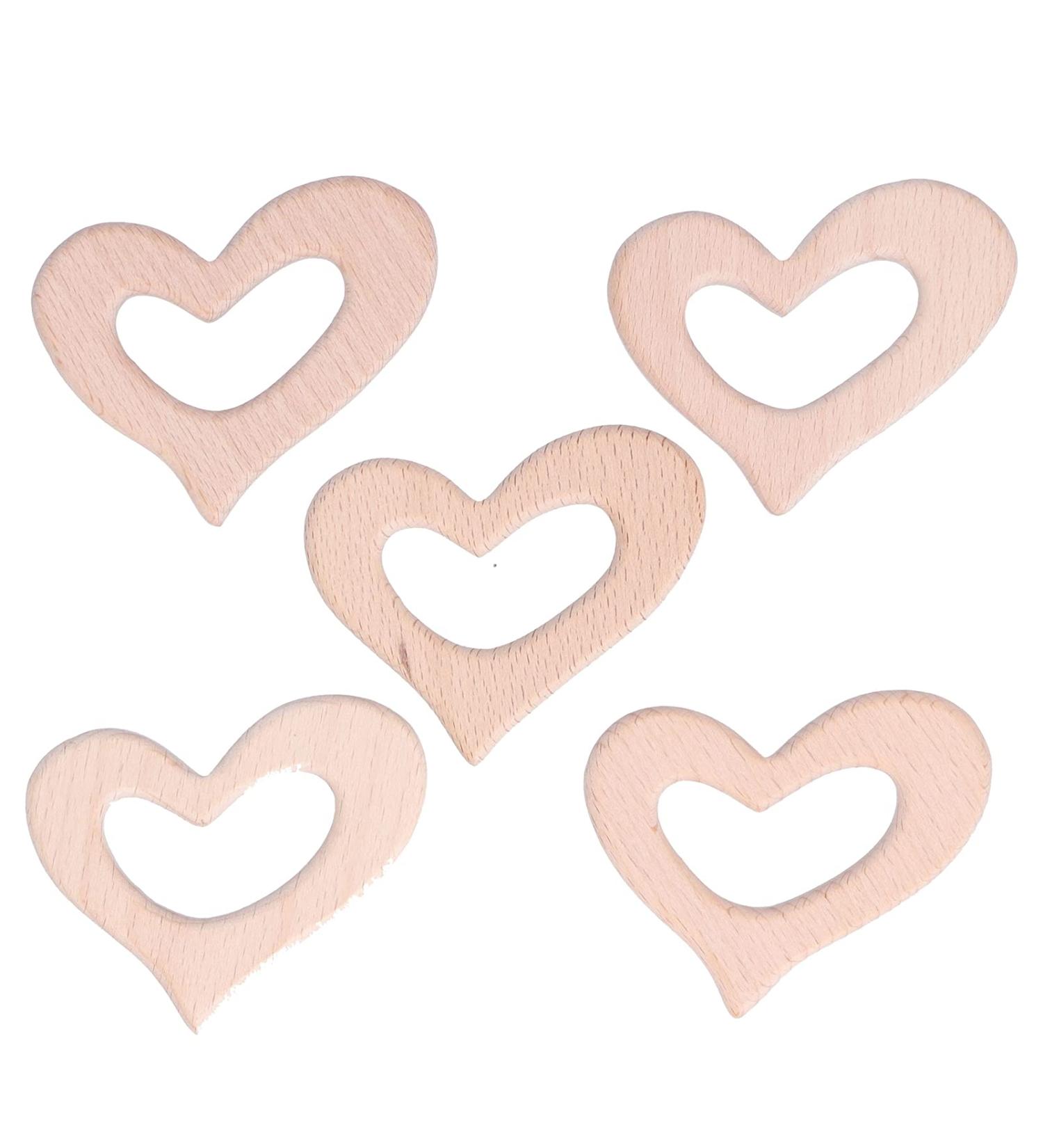 Buy 5pcs Heart Shaped Baby Teethers - DIY Polished Necklace Pendant Crafts for Teething Relief - Buy Online on GoSupps.com