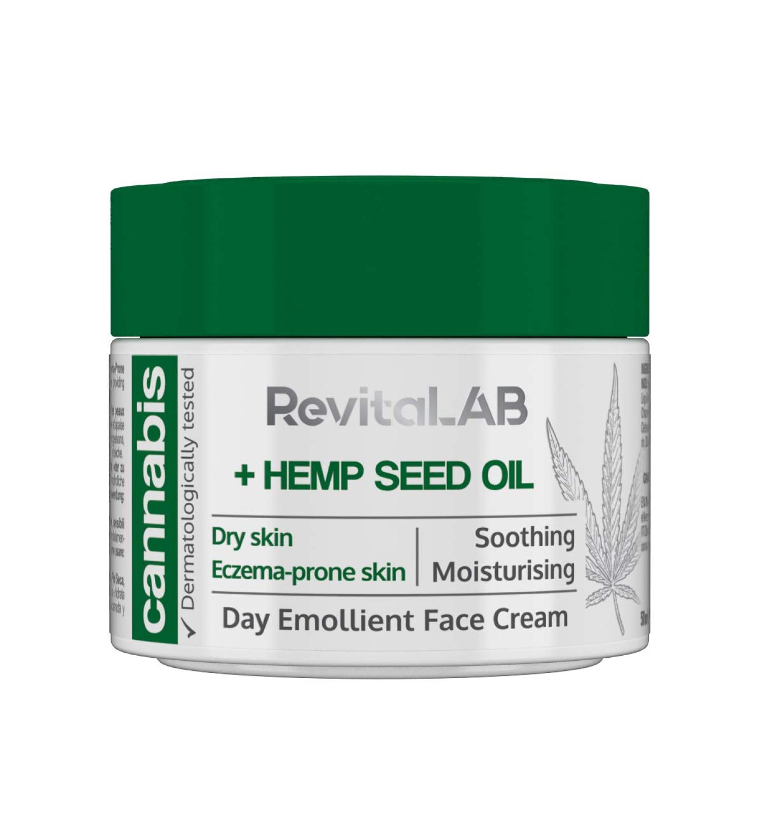 RevitaLAB Cannabis Extract Day Emollient Face Cream with Organic Hemp Seed Oil for Deep Nourishment Dermatologically-Tested Moisturizer for Sensitive Skin 50 ml - Buy Online on GoSupps.com