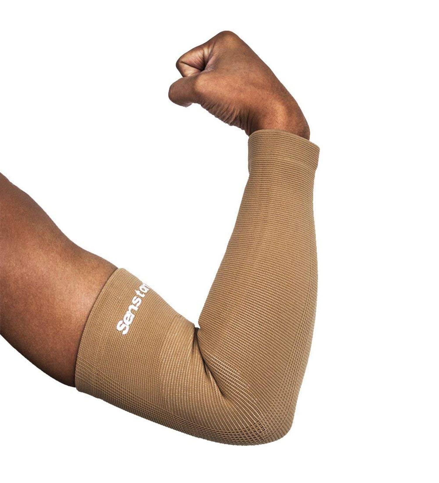 Senston Arm Support - Compression Sleeve for Tendonitis and Arthritis - All Sports - Men/Women/Youth - Breathable Sweat Absorbent Beige - Buy Online on GoSupps.com