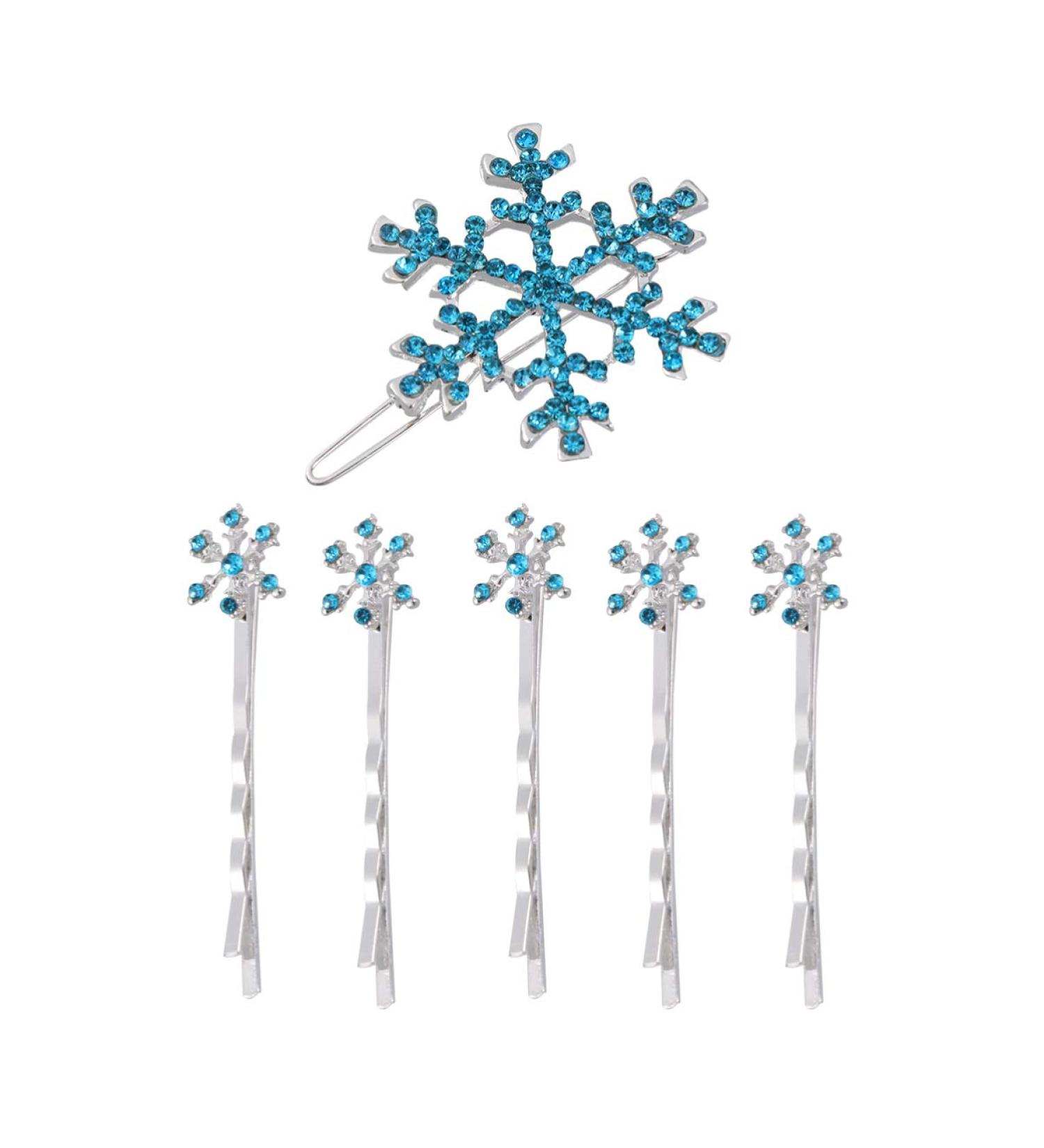 Lurrose 6pcs Snowflake Hair Clip with Blue Rhinestone - Metal Bobby Hair Pins - Buy Online on GoSupps.com