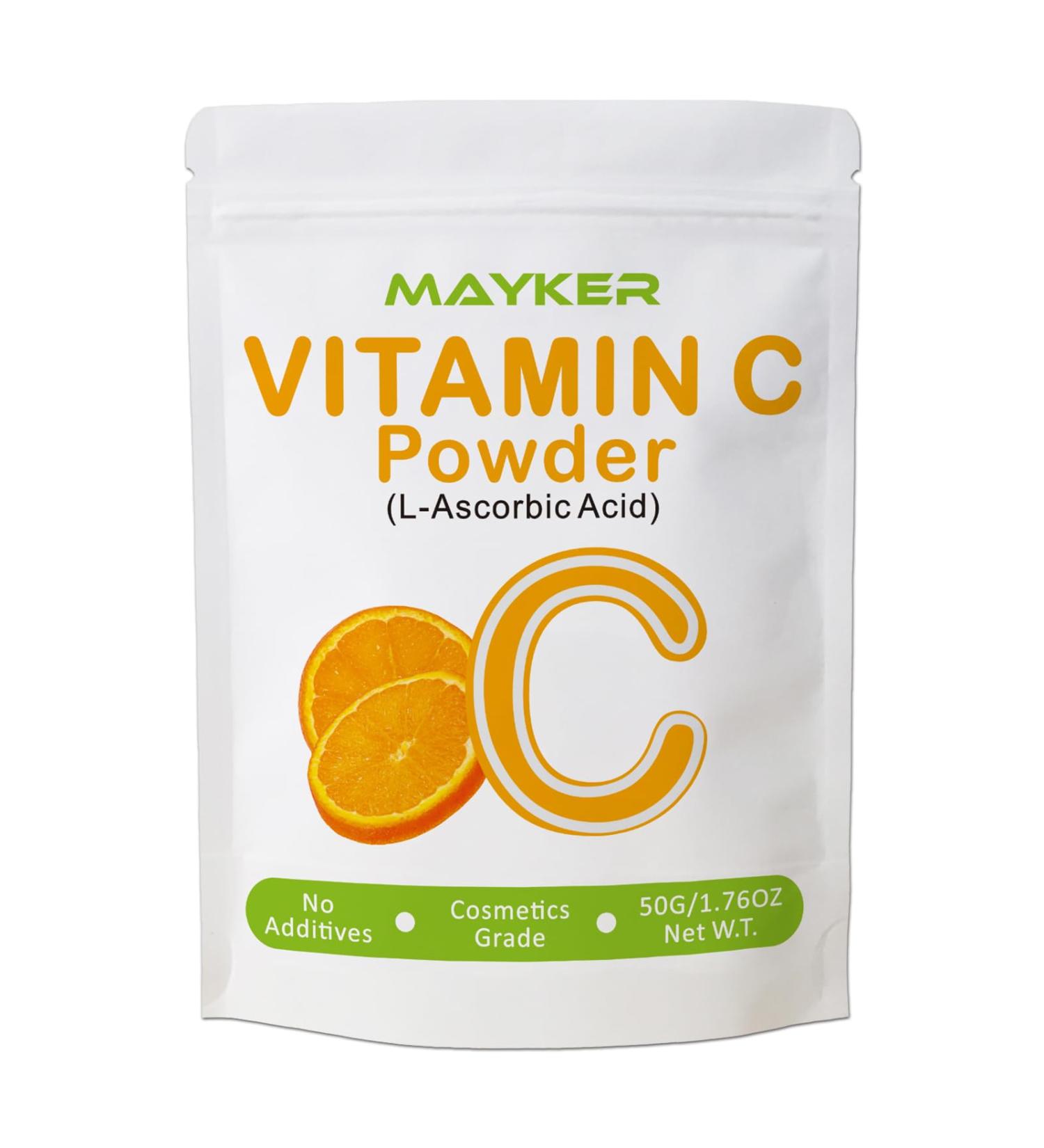 MAYKER Ultra Fine Vitamin C Powder For Face 1.76oz Pure Cosmetic Grade L-Ascorbic Acid Powder For DIY Skincare Serums & Creams - Buy Online on GoSupps.com