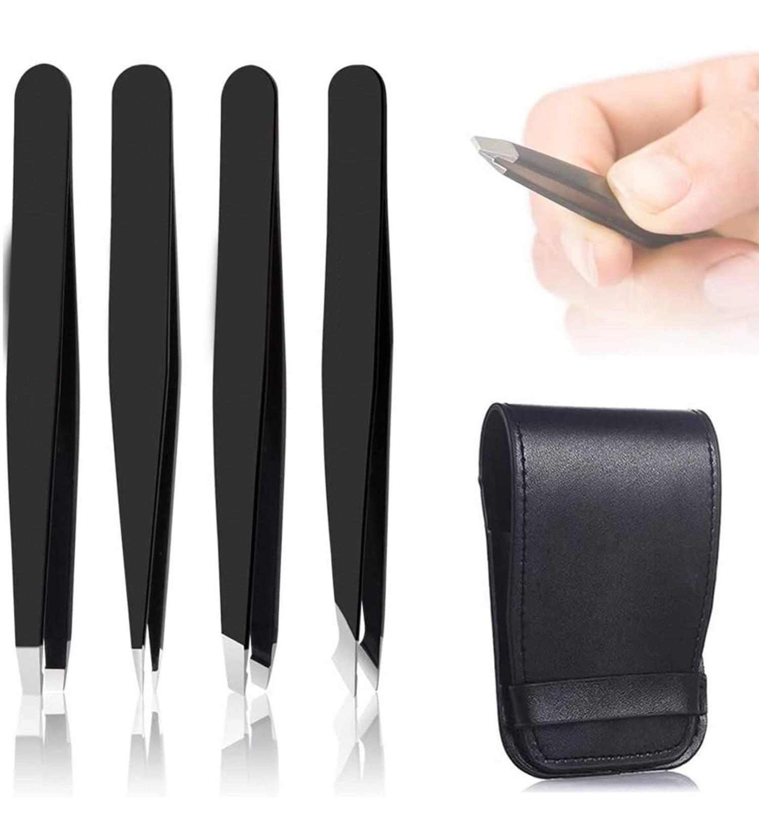 Precision Eyebrow Tweezers Set - 4-Piece High-Quality Tweezers for Perfectly Shaped Eyebrows | Ideal for Men & Women - Ships Worldwide - Buy Online on GoSupps.com