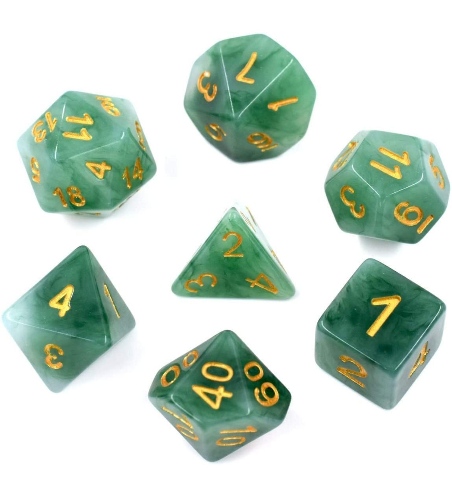 HDdais Polyhedral DND Dice Set - 7-Die Green D&D Dice for RPG Gaming - Jade Dice - Buy Online on GoSupps.com