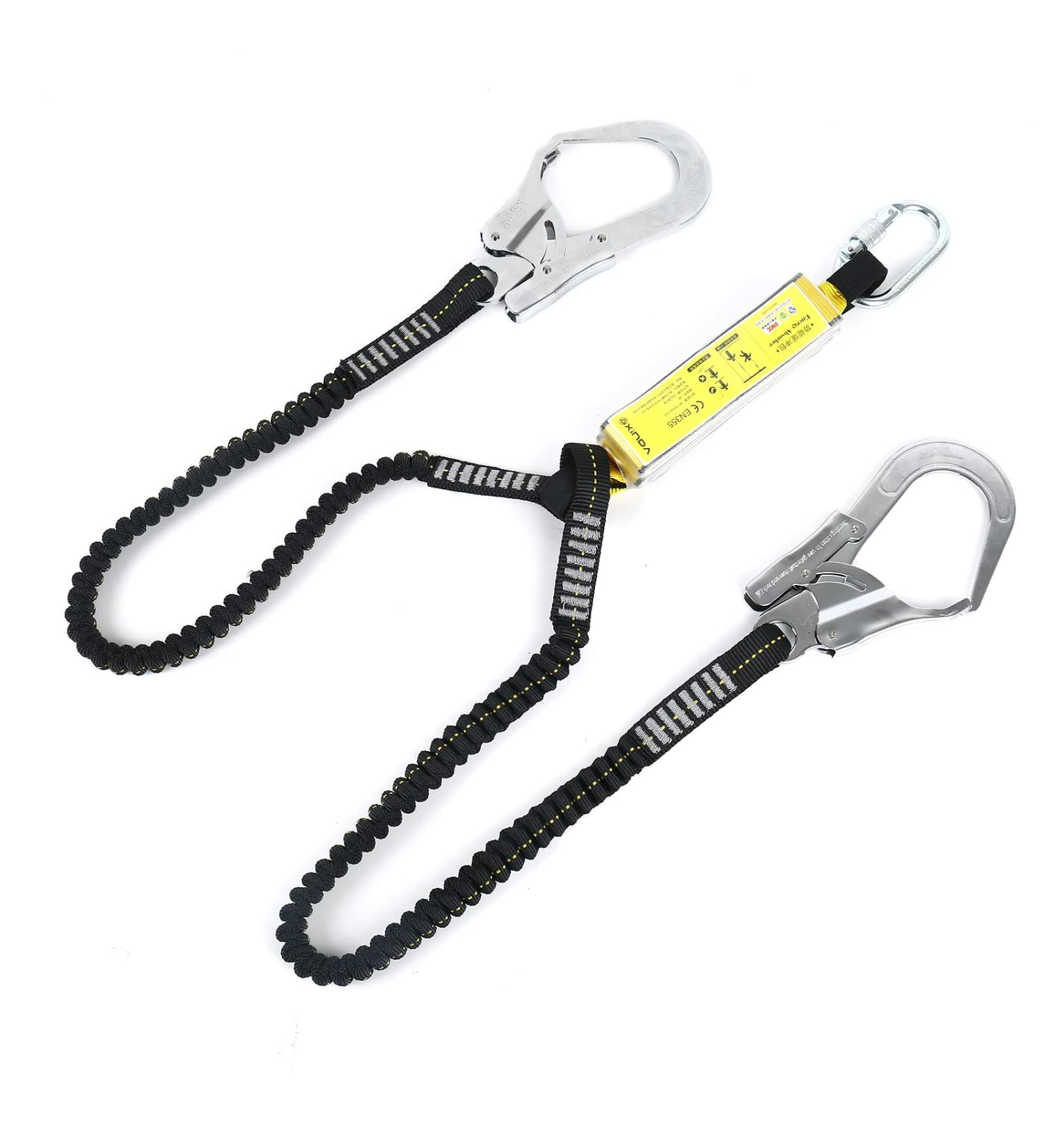 Buy Fall Protection Climbing Belt - Elastic Double Safety Line & Alloy Steel Carabiner for Tree Climbing & Mountaineering - Buy Online on GoSupps.com