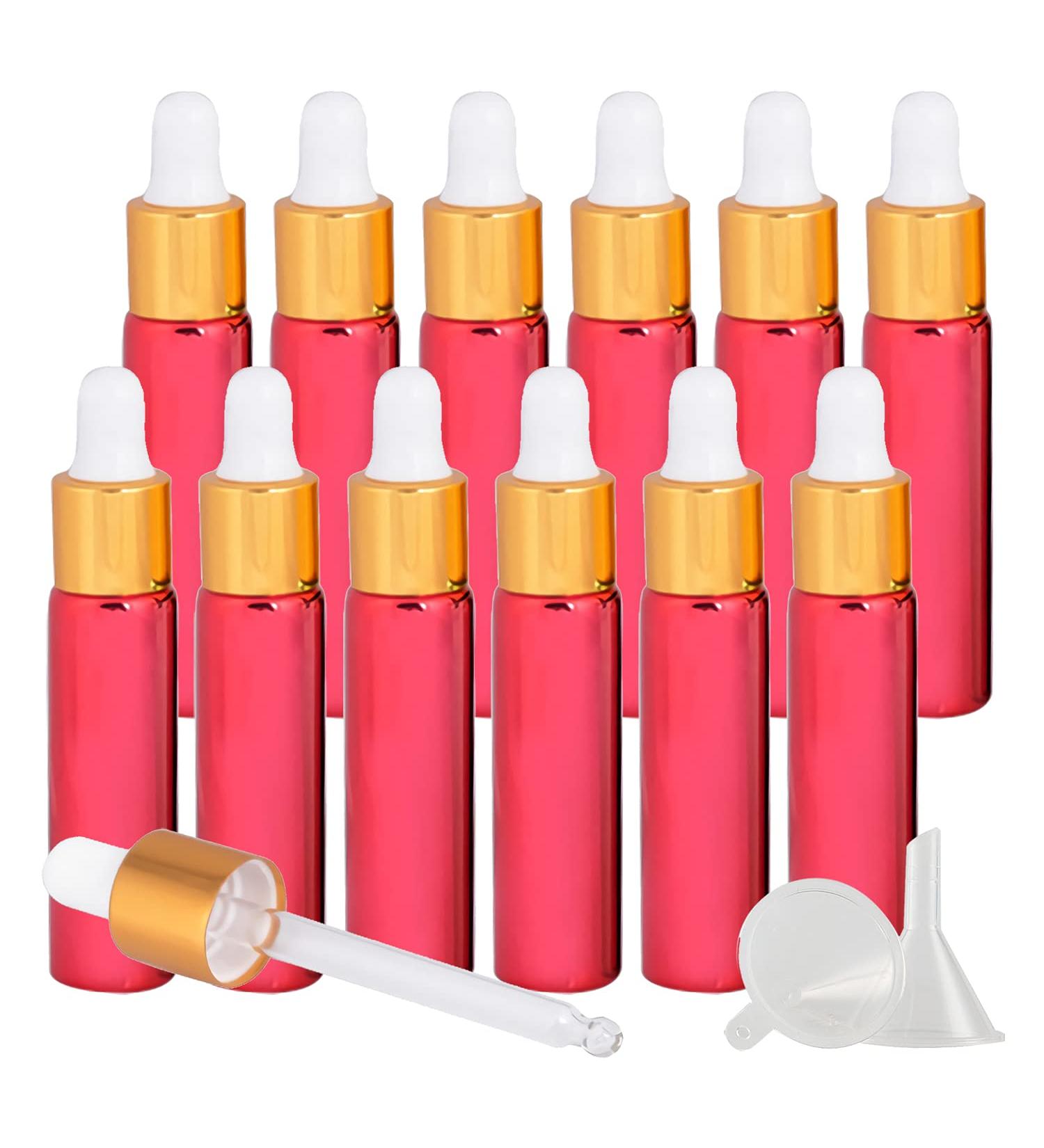 Buy Tianzd 12 Pack 10ml Chrome Red Drip Bottles with Glass Pipette | Essential Oils & Perfume Oil Containers - International Shipping - Buy Online on GoSupps.com