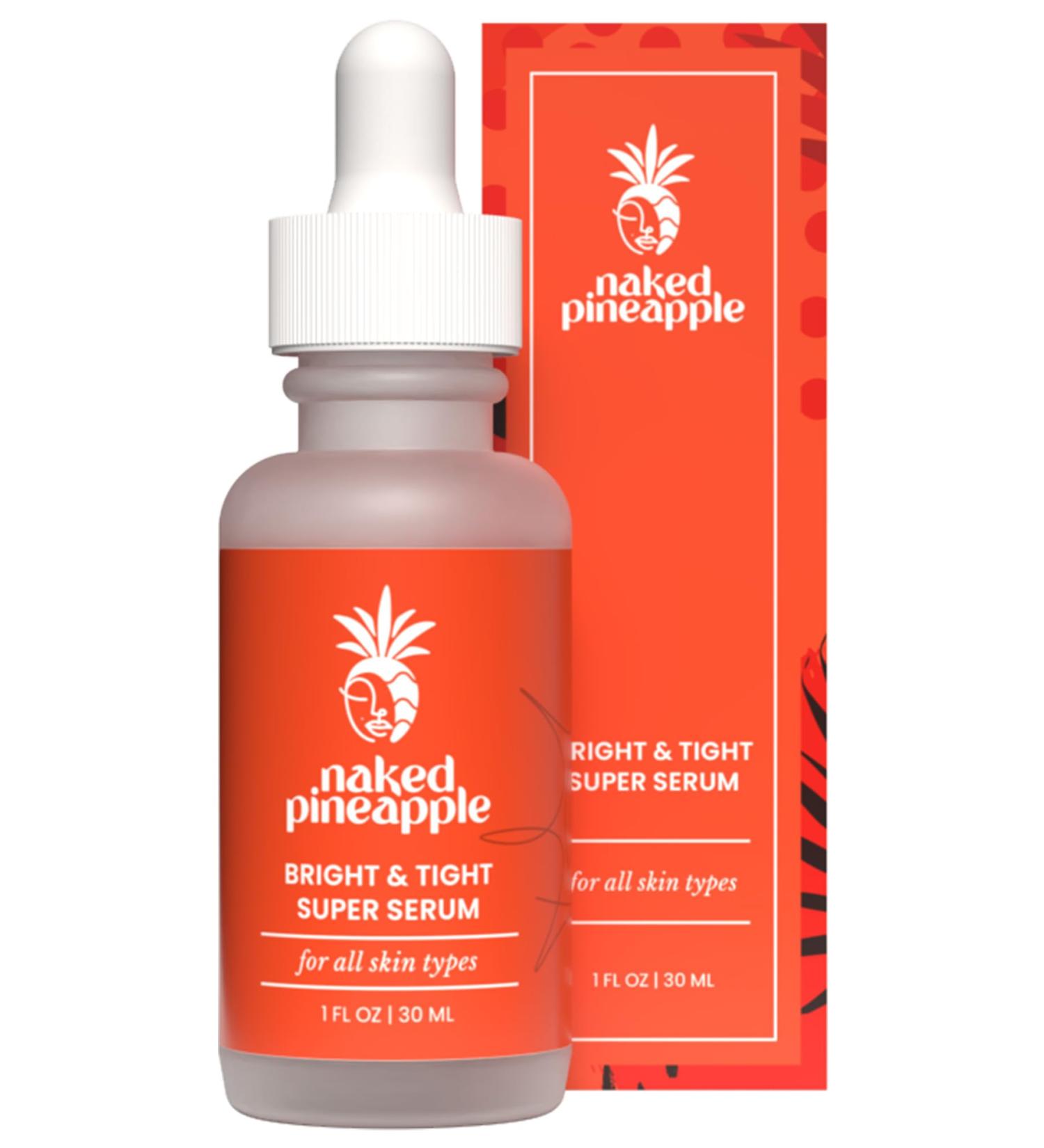 Naked Pineapple - Bright and Tight Super Serum - Enzyme-Powered for Blemish Control Skin Elasticity & Hydration - Protects Moisture Barrier - 1oz - Buy Online on GoSupps.com