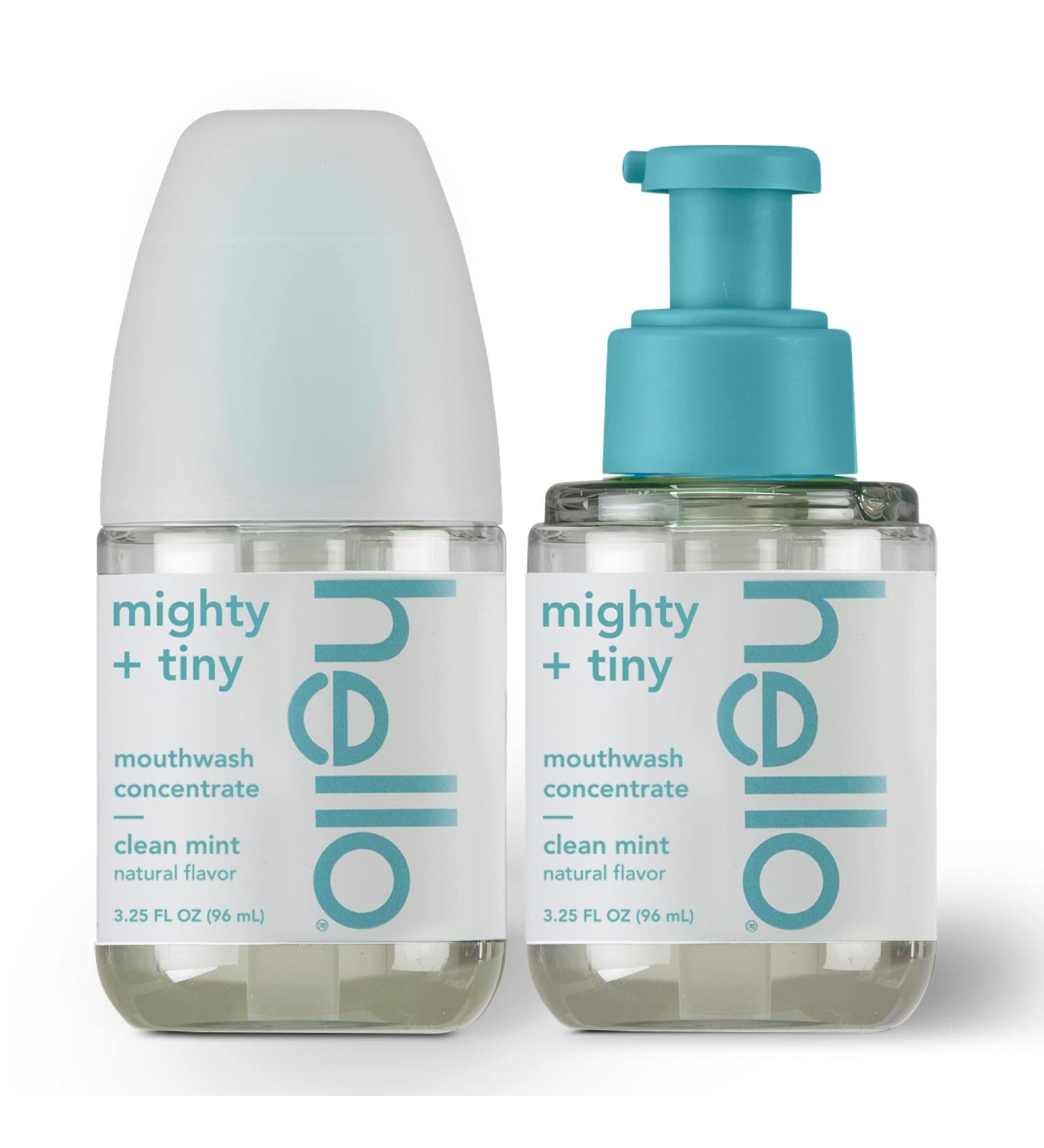 Hello Clean Mint Alcohol-Free Mouthwash Concentrate 2 Pack - Travel Size, Coconut Oil & Tea Tree Oil Formula for Fresh Breath - 3.25 fl Oz Pump Bottles - Buy Online on GoSupps.com
