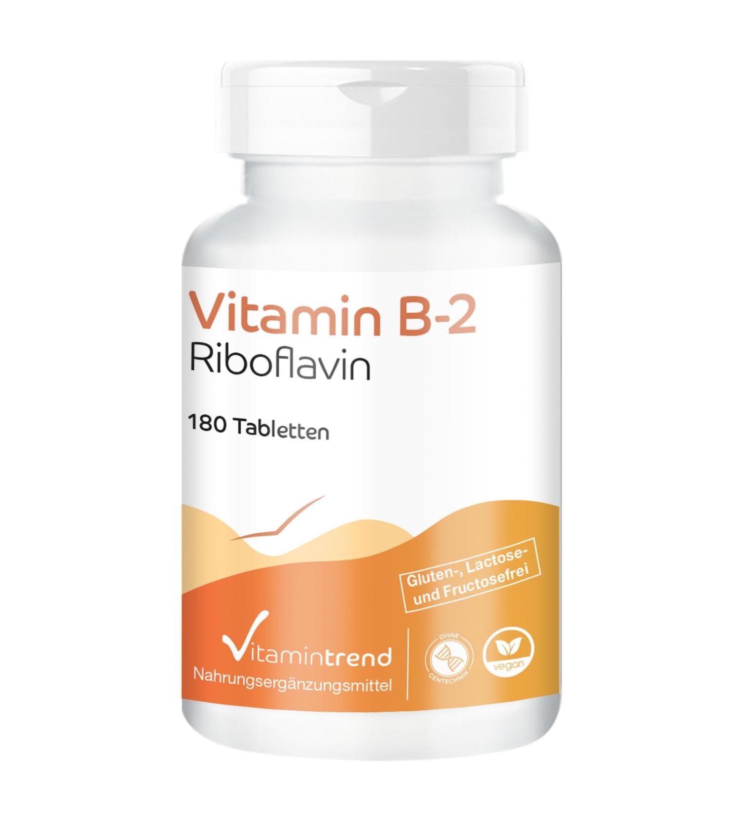 Buy Vitamin B2 Riboflavin 100mg - 6-Month Supply 180 Vegan Tablets | International Shipping | Vitamintrend  - Buy Online on GoSupps.com