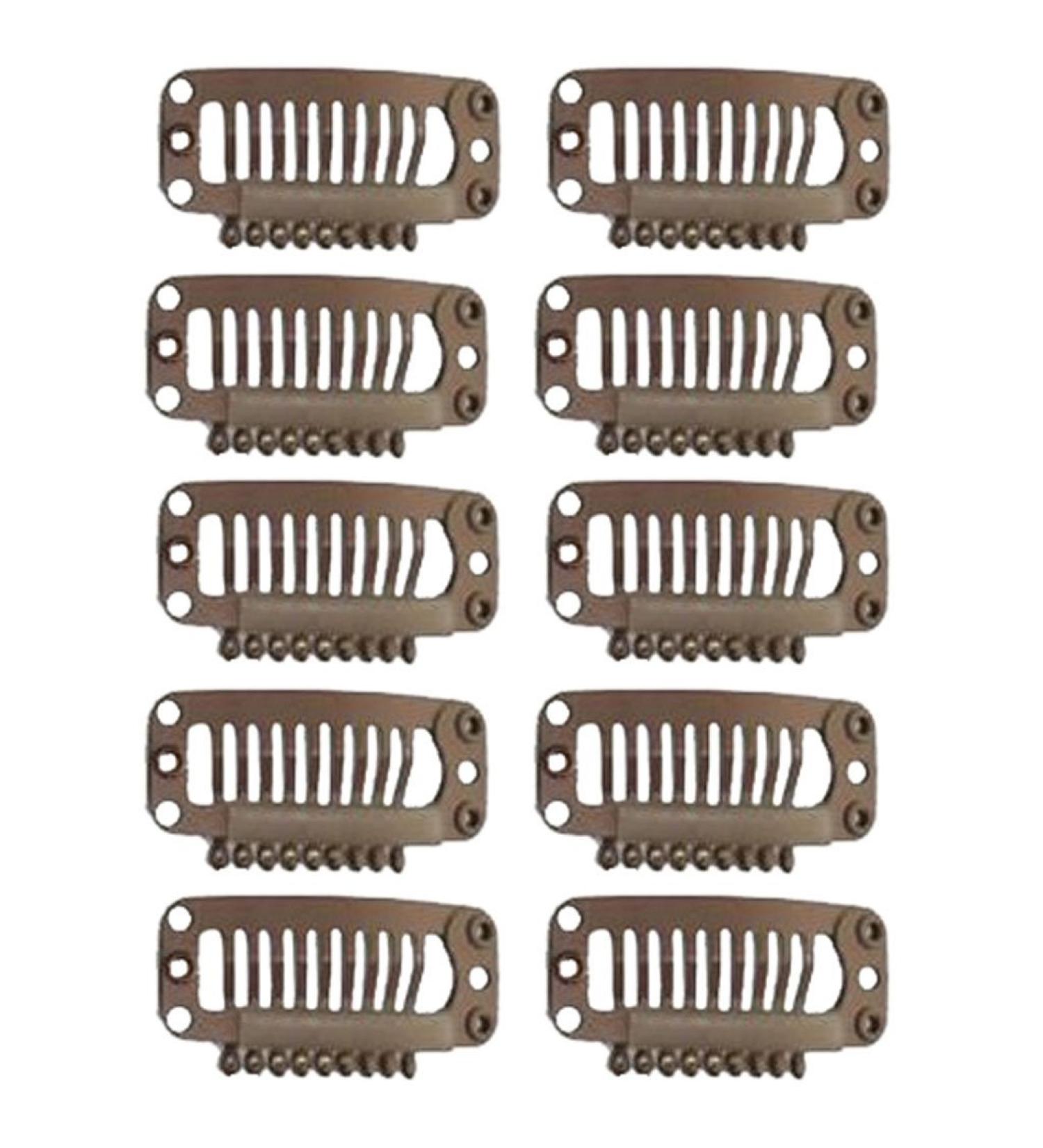 Perfeclan Set of 10 Brown 32mm Weft Clips for Hair Extensions - Durable Wig Clips for Easy Styling - Buy Online on GoSupps.com