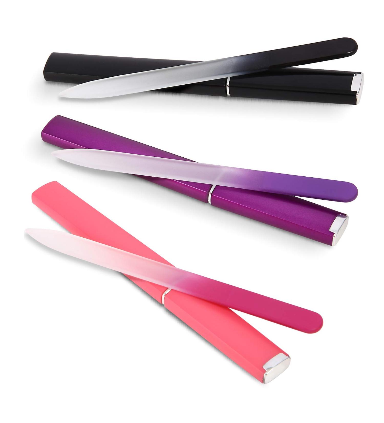 3 Pack Crystal Glass Nail File Set with Case - Professional Czech Glass Fingernail File for Gentle Nail Care - Buy Online on GoSupps.com