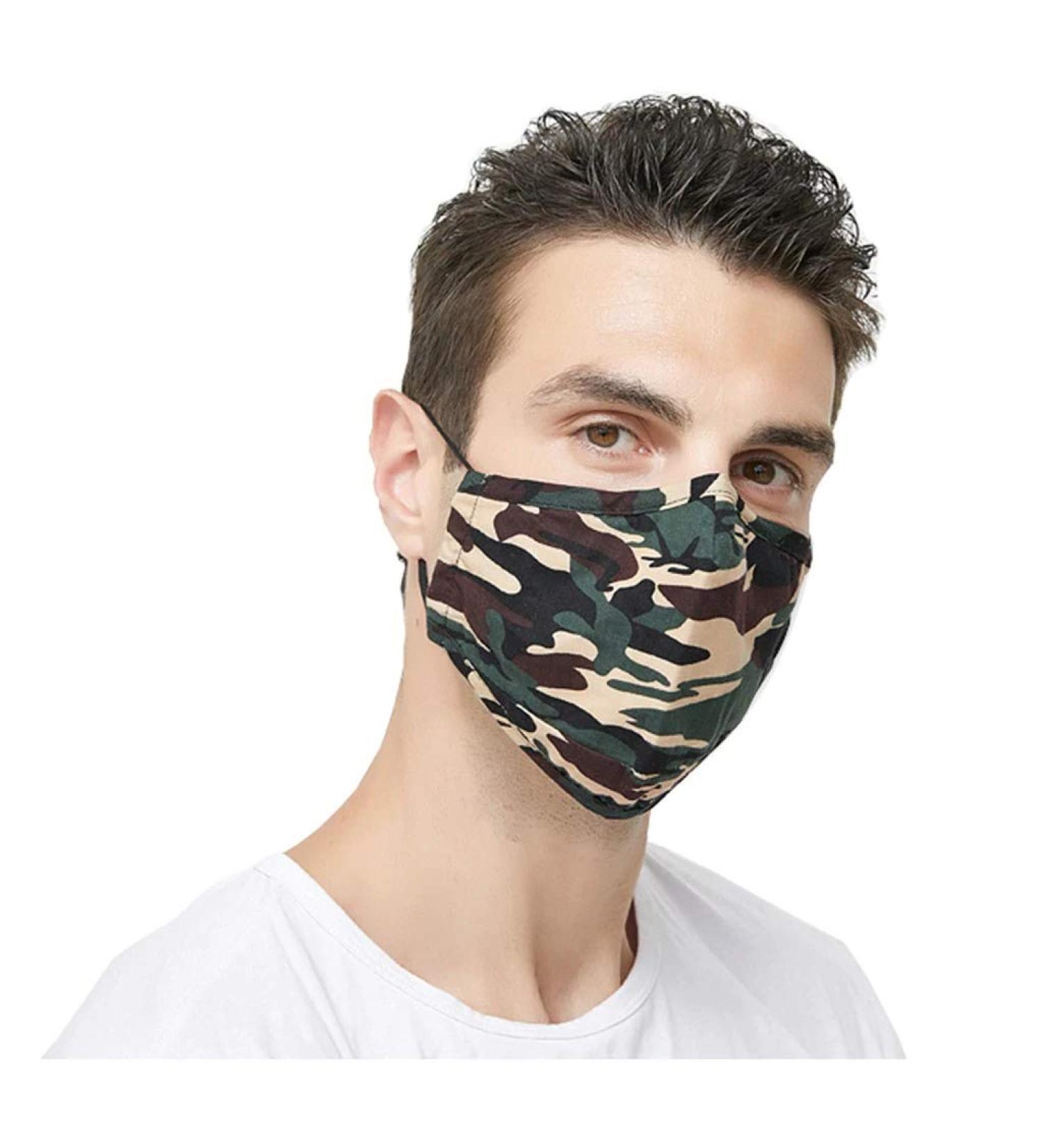 2 Pack Washable Camouflage Green Oral Masks - Adjustable Loops for Sports & Leisure | Dust & Pollen Protection - Buy Online on GoSupps.com