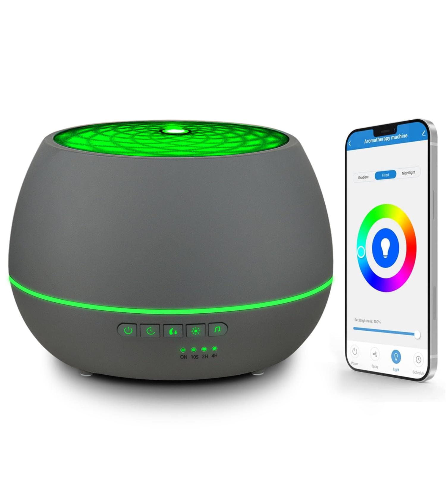 Smart Aroma Diffuser with App & Alexa Control | 500ml Essential Oil Humidifier | 7 Color LED Timer Waterless Auto-Off Ultra Quiet - Cement Gray - Buy Online on GoSupps.com